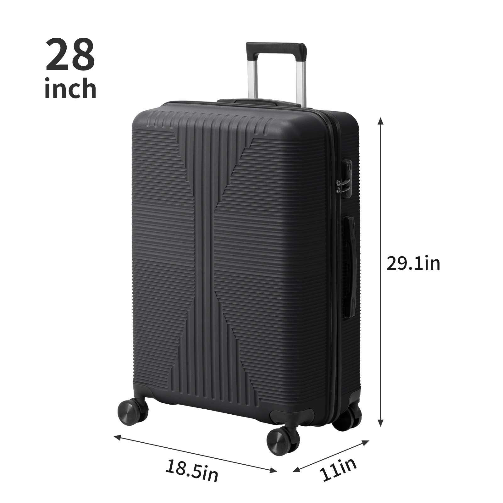 PP Trolley Case 20in 24in 28in 3PCS Suitcase Set Black view 5