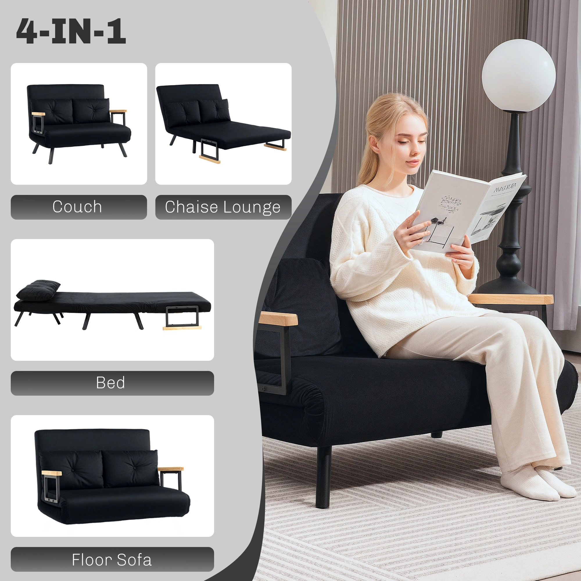 Modern Sofa Chair with Soft Cushioned Seat, Compact Accent Chair for Living Room Bedroom view 2