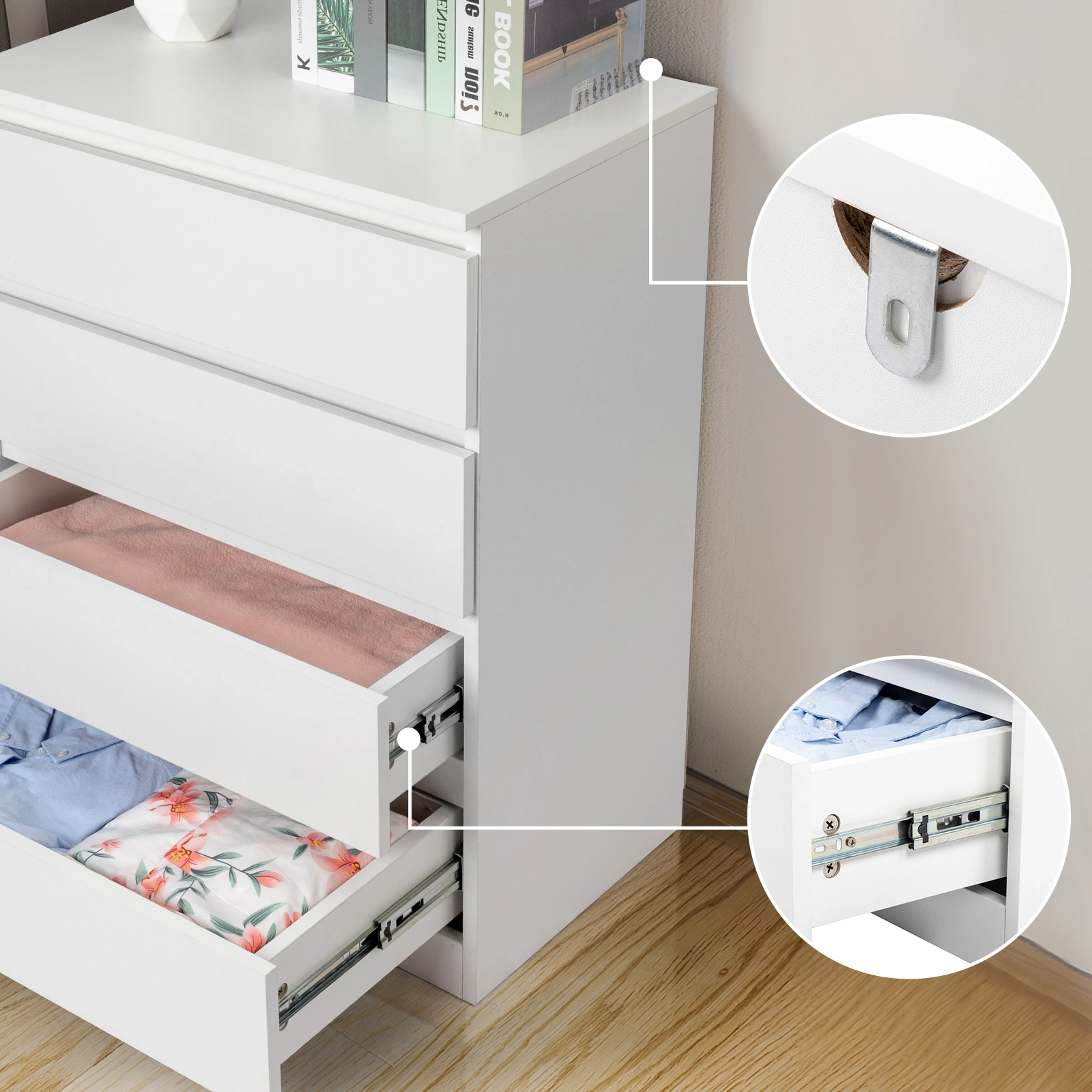 Wood Simple 4-Drawer Dresser White view 6