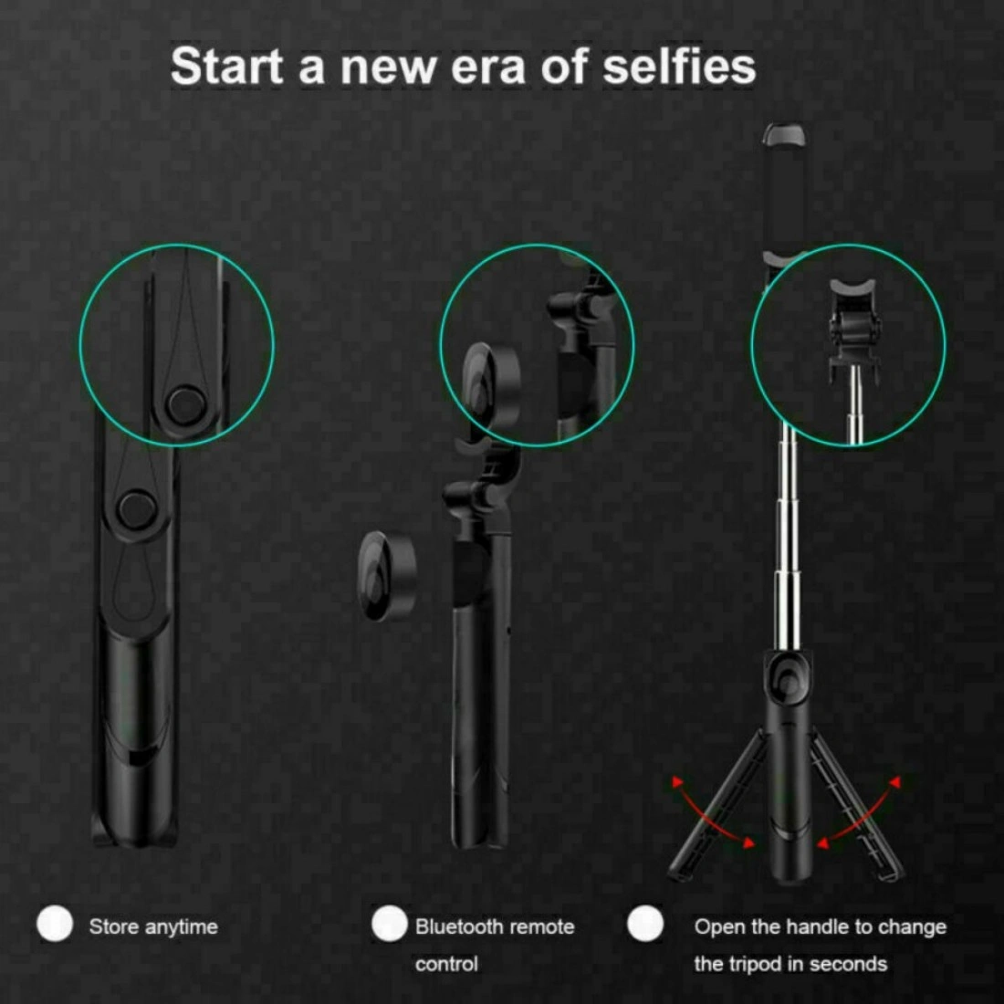 BLUETOOTH SELFIE TRIPOD TELESCOPIC MONOPOD WITH REMOTE - EXTENDABLE PHONE HOLDER STAND view 4