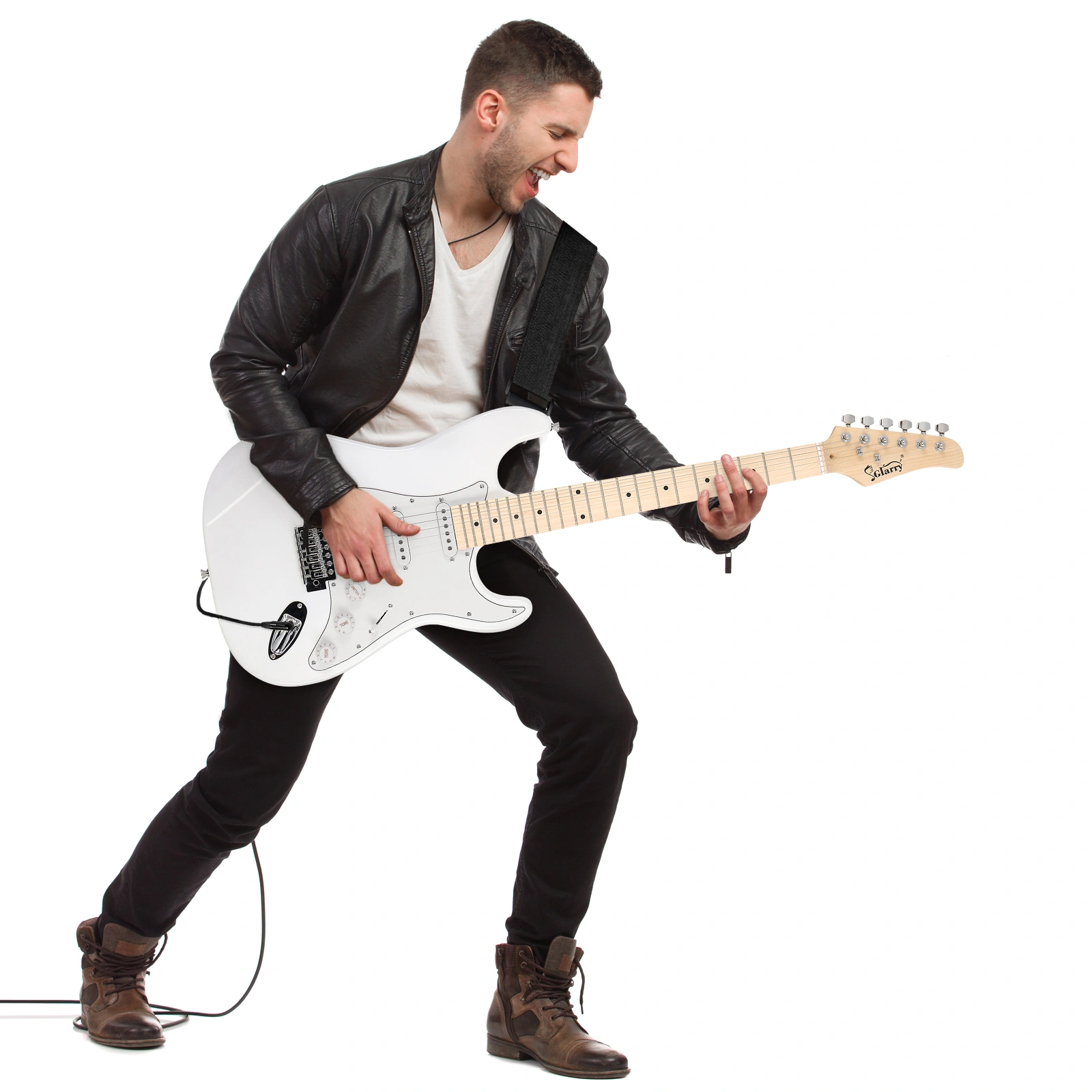 GST Stylish H-S-S Pickup Electric Guitar Kit with 20W AMP Bag Guitar Strap White view 12