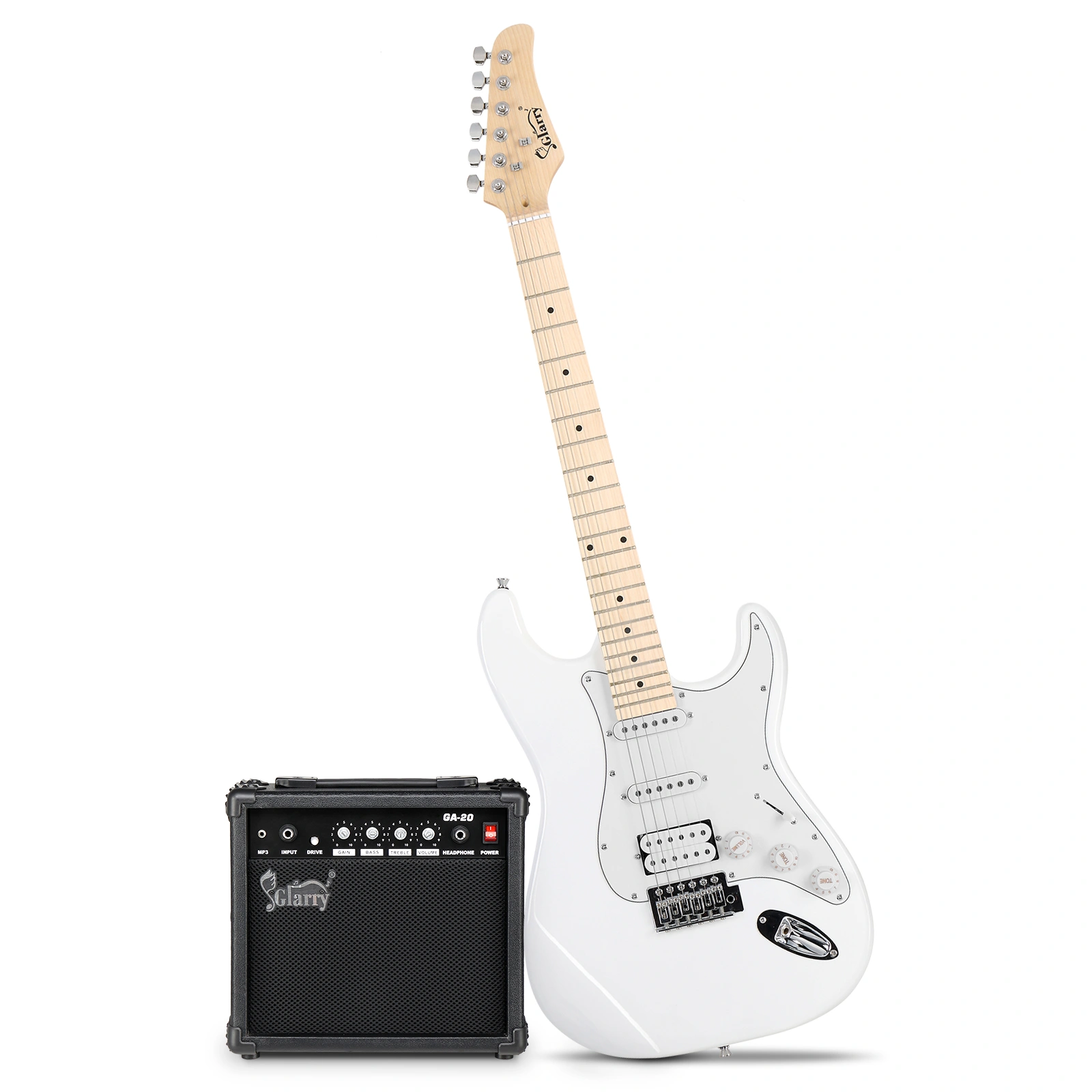 GST Stylish H-S-S Pickup Electric Guitar Kit with 20W AMP Bag Guitar Strap White view 9