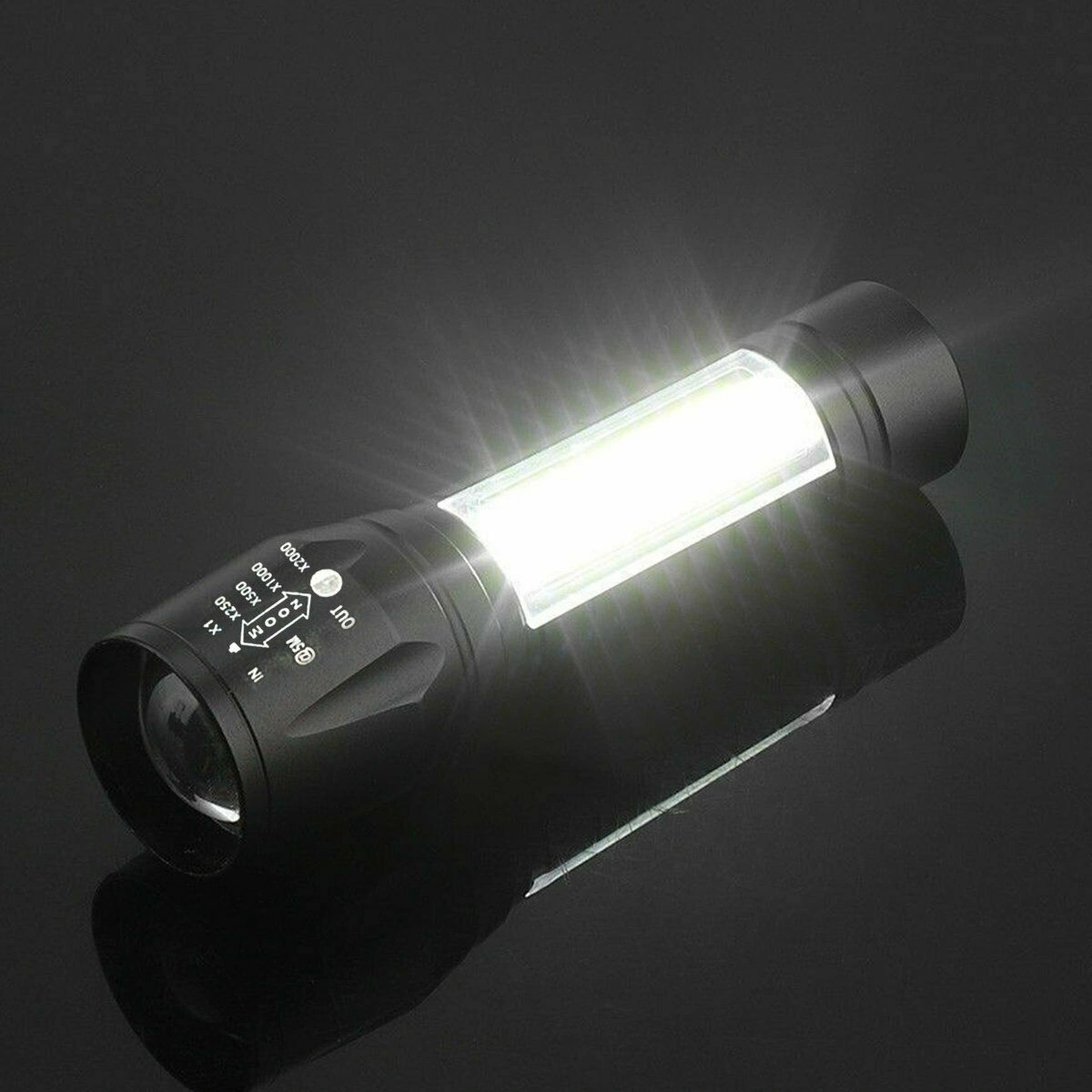 2Pcs Mini Zoomable LED Flashlight USB Rechargeable Camping Hiking Work Light Torch view 4