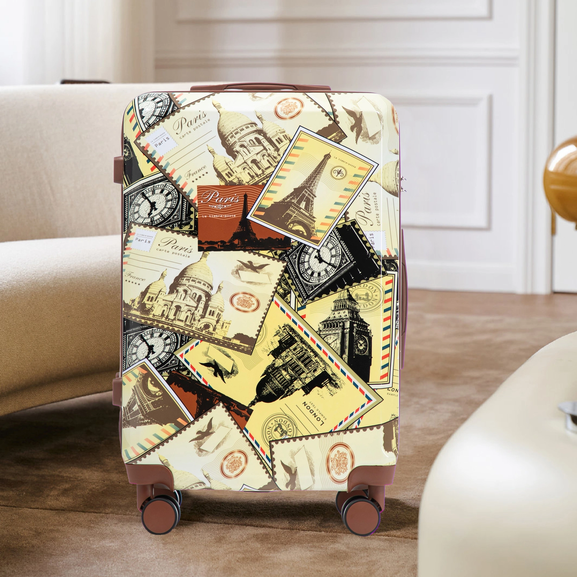 20"/24"/28" 3 pcs/set in PC Spinner Wheel Luggage, Carry on Suitcase, With Printed pattern and Combination Lock (City Stamps) view 11