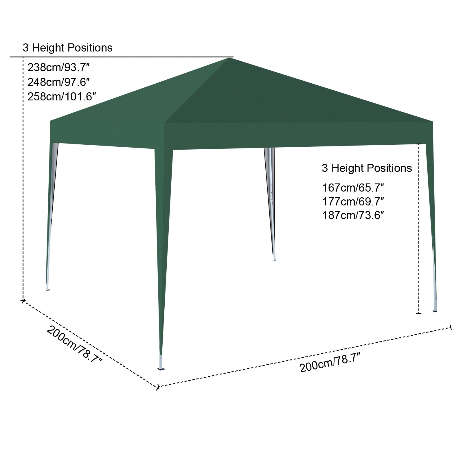 2m x 2m Pop Up Gazebo Outdoor Garden Shelter Canopy, PVC Coated Frame with Travel Carry Bag view 2
