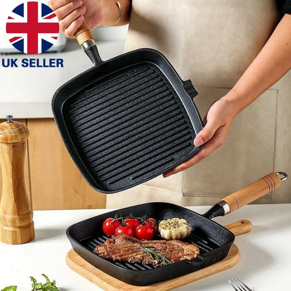 Non Stick Grill Pan Griddle Skillet with Ribs - Induction Compatible Frying Pan for Steak Cooking