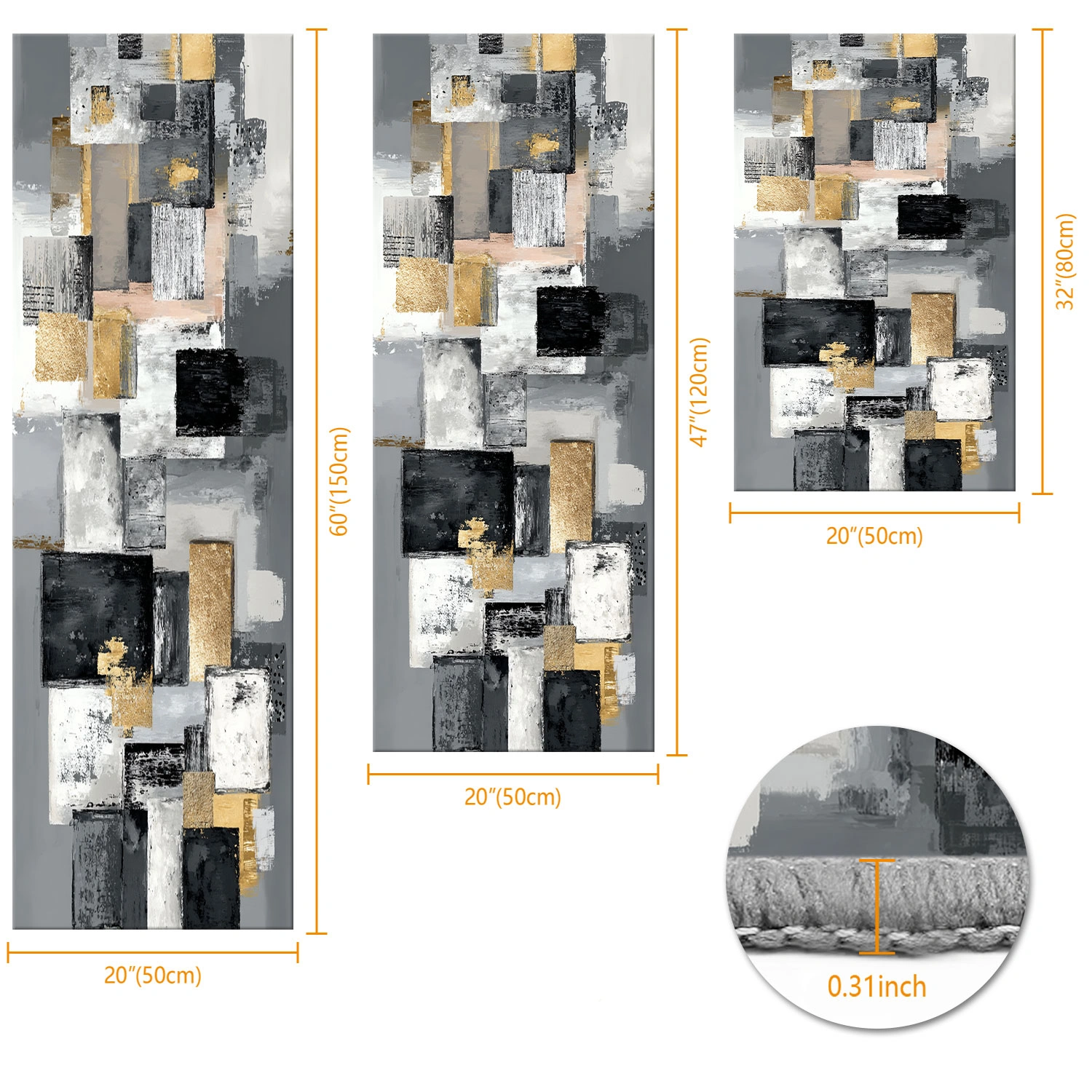 Three-piece kitchen rug set, non-slip and washable, abstract pattern kitchen hallway rug, soft and comfortable, suitable for sinks, floors, entrances, hallways and bathrooms. view 2
