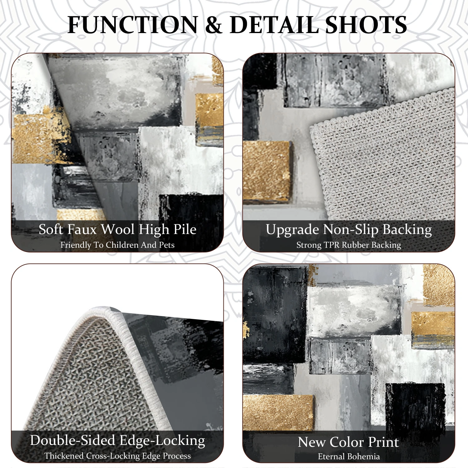 Three-piece kitchen rug set, non-slip and washable, abstract pattern kitchen hallway rug, soft and comfortable, suitable for sinks, floors, entrances, hallways and bathrooms. view 5