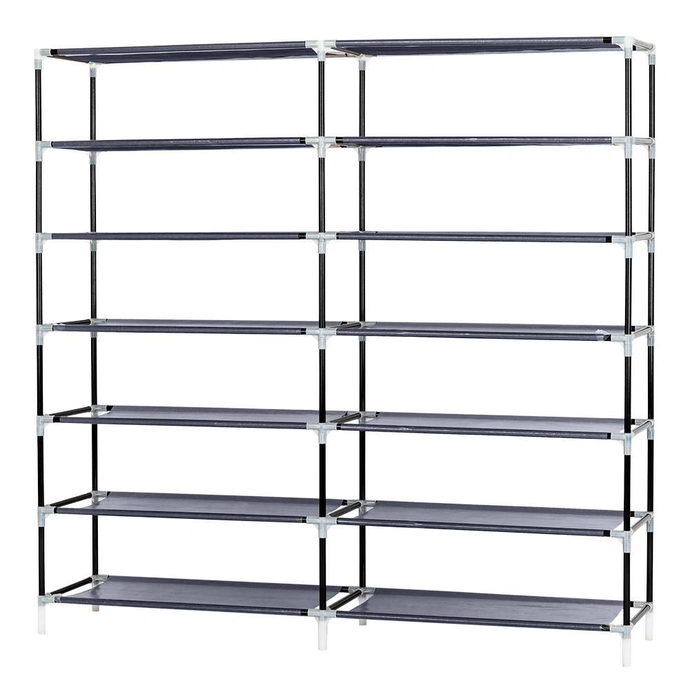 7 Tiers Portable Shoe Rack Closet Fabric Cover Shoe Storage Organizer Cabinet Gray view 17