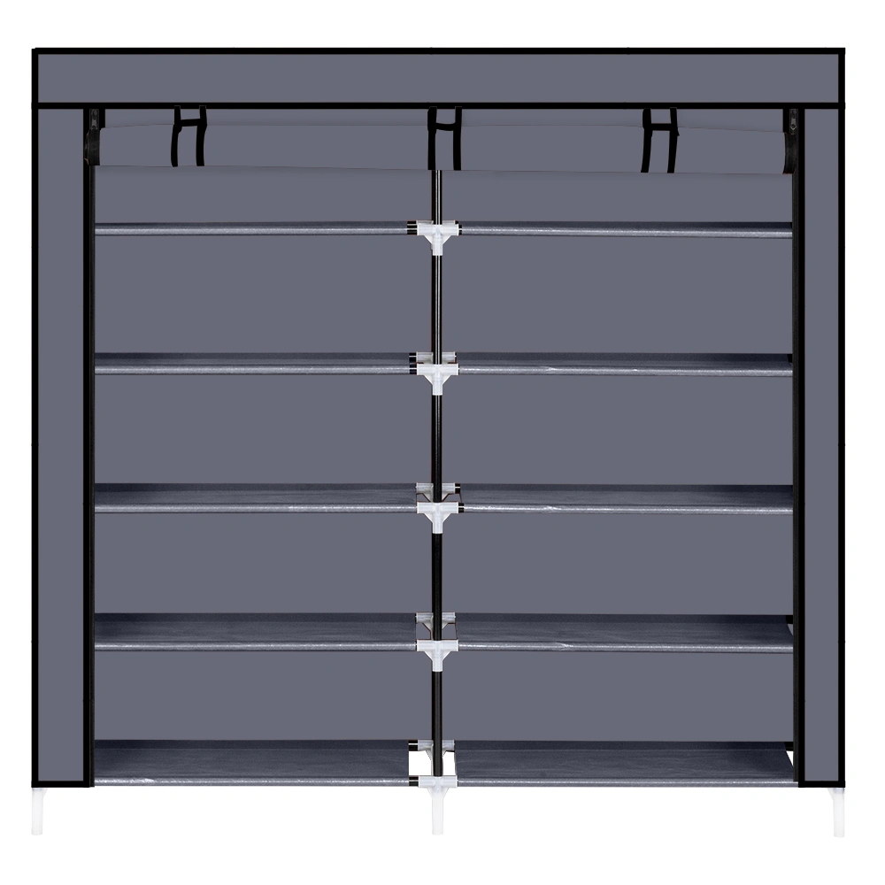 7 Tiers Portable Shoe Rack Closet Fabric Cover Shoe Storage Organizer Cabinet Gray view 9