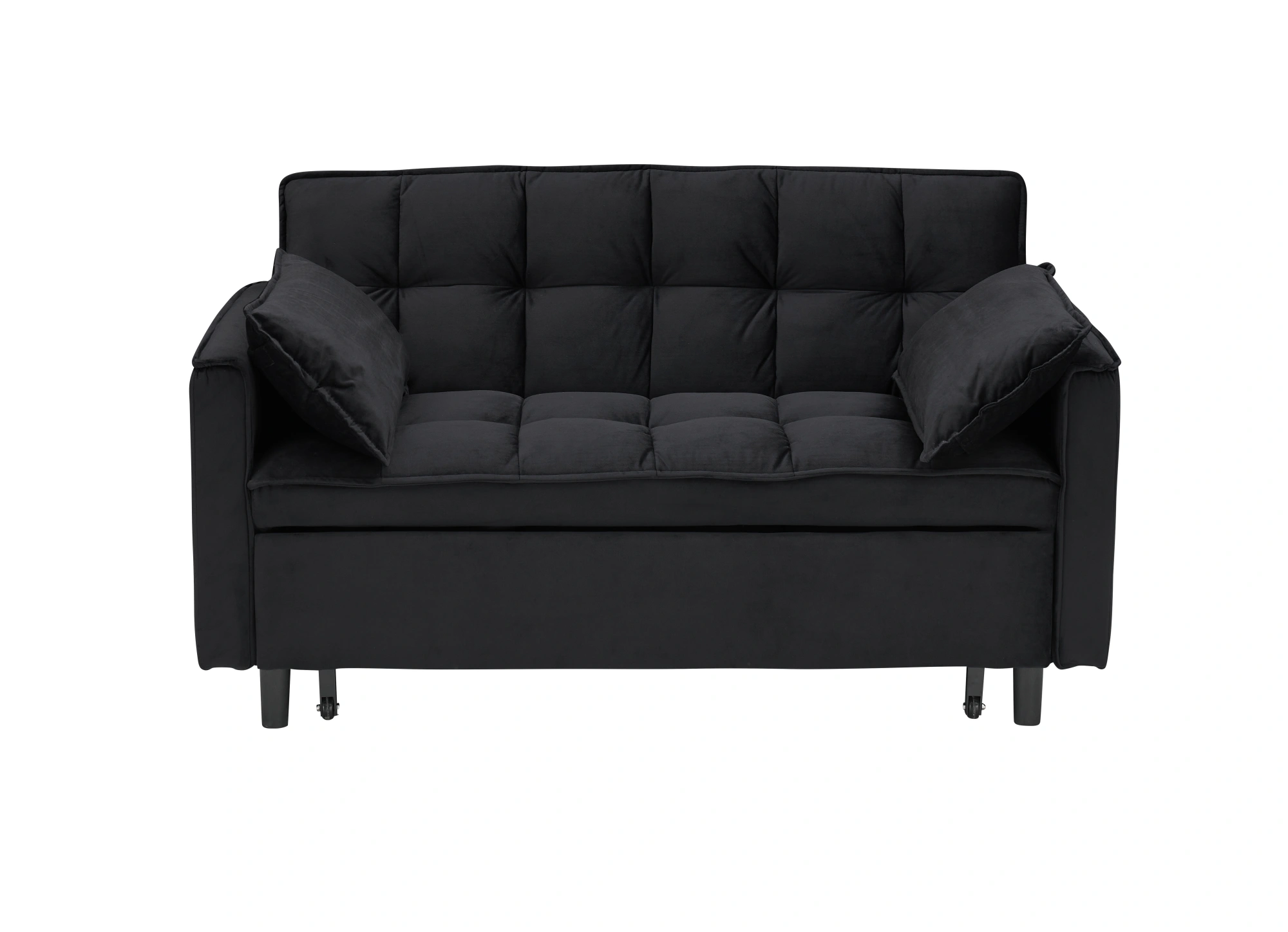 Modern Velvet Sofa Bed 3 in 1 Convertible Loveseat with Pillow, Pockets, Pull Out Futon, Small Sleeping Couch for Living Room view 7