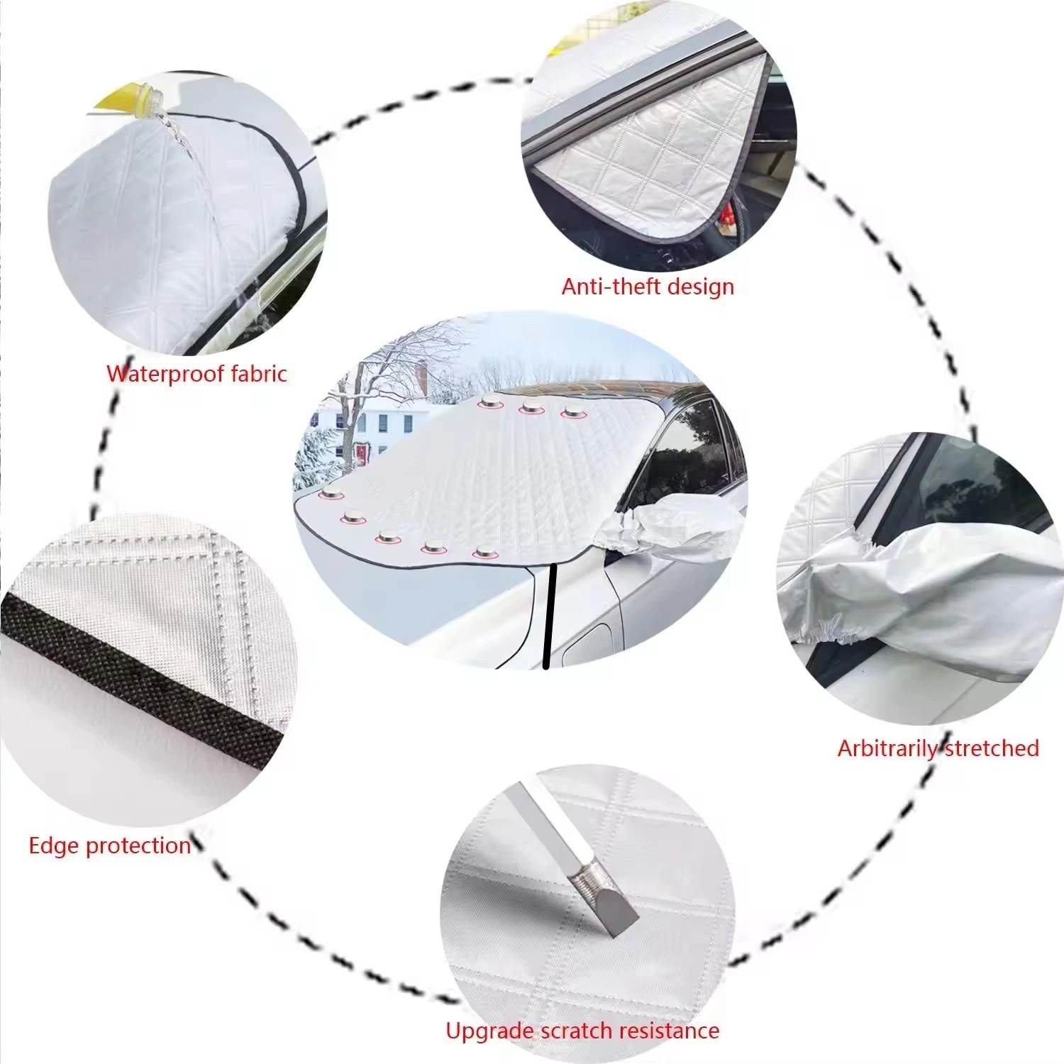 Magnetic Car Windshield Snow Ice Frost Protector Cover, Windscreen Window Mirror Shield, Anti-Snow Ice Melt Cover for Cold Weather Winter view 2