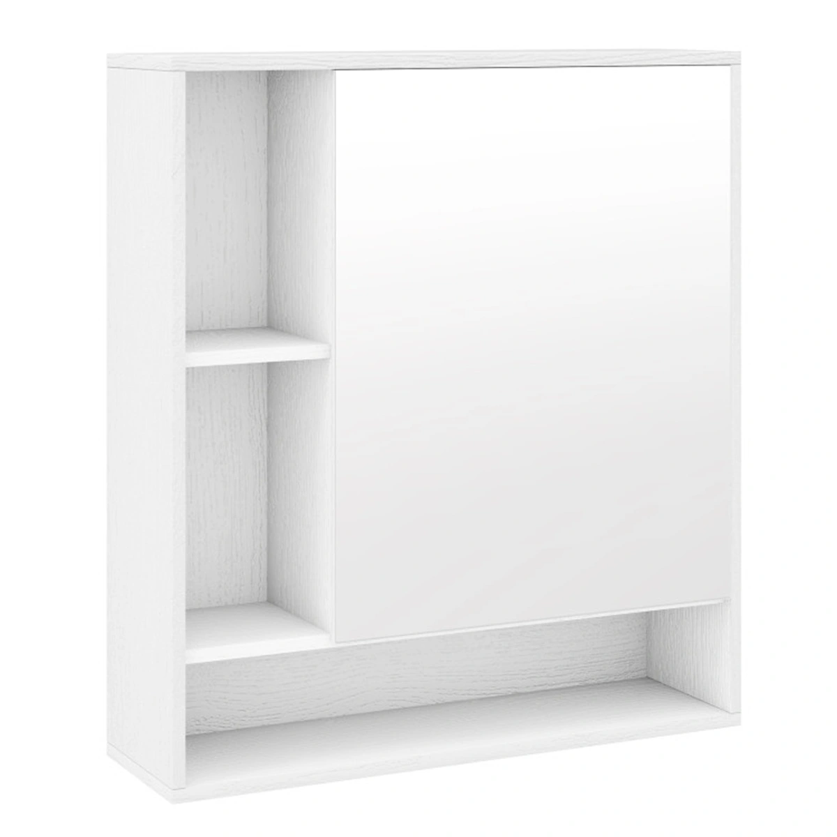 2 in 1 Mirrored Bathroom Wall Cabinet, Space-Saving Medicine Cabinet with Hidden Storage & Shelves - White view 3