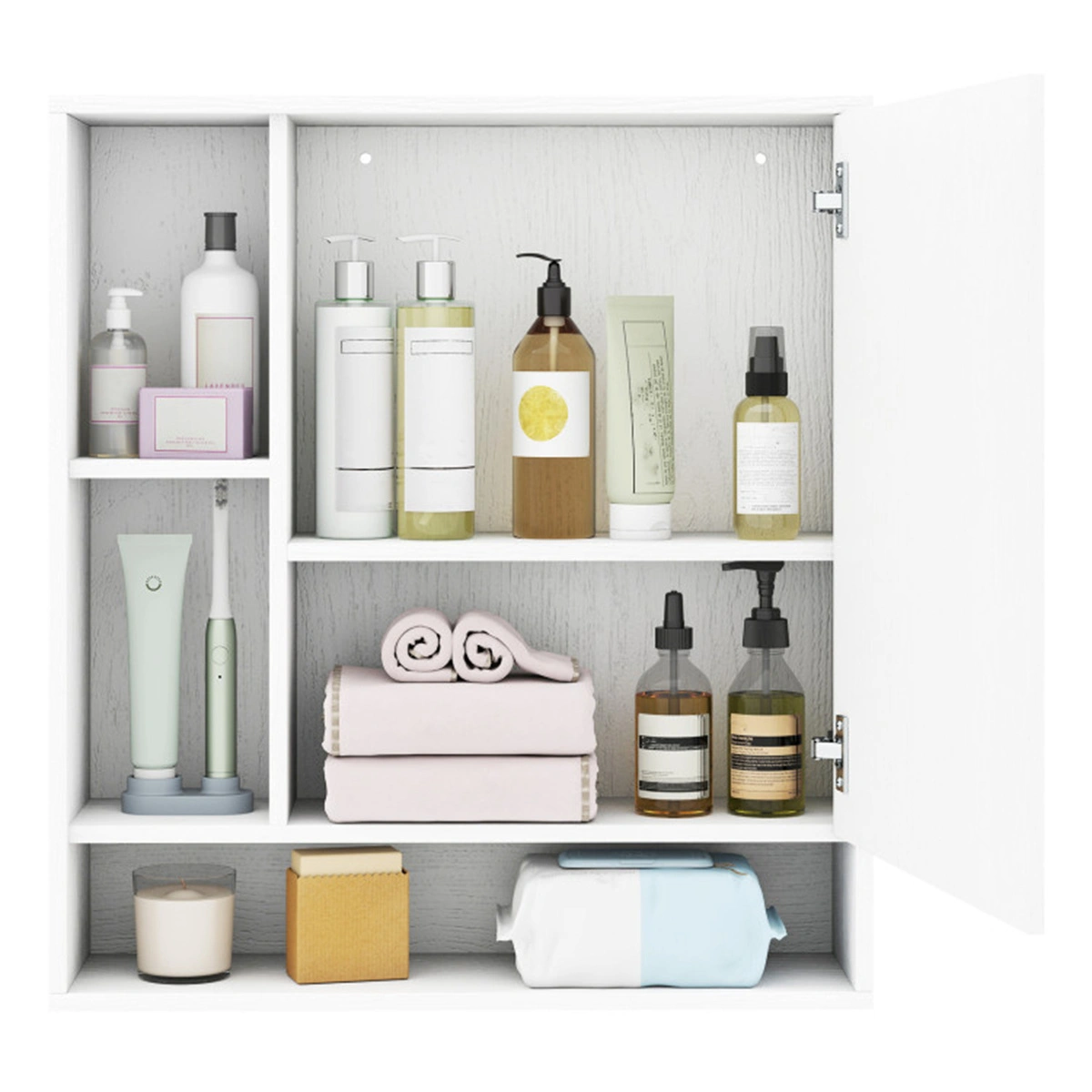 2 in 1 Mirrored Bathroom Wall Cabinet, Space-Saving Medicine Cabinet with Hidden Storage & Shelves - White view 7