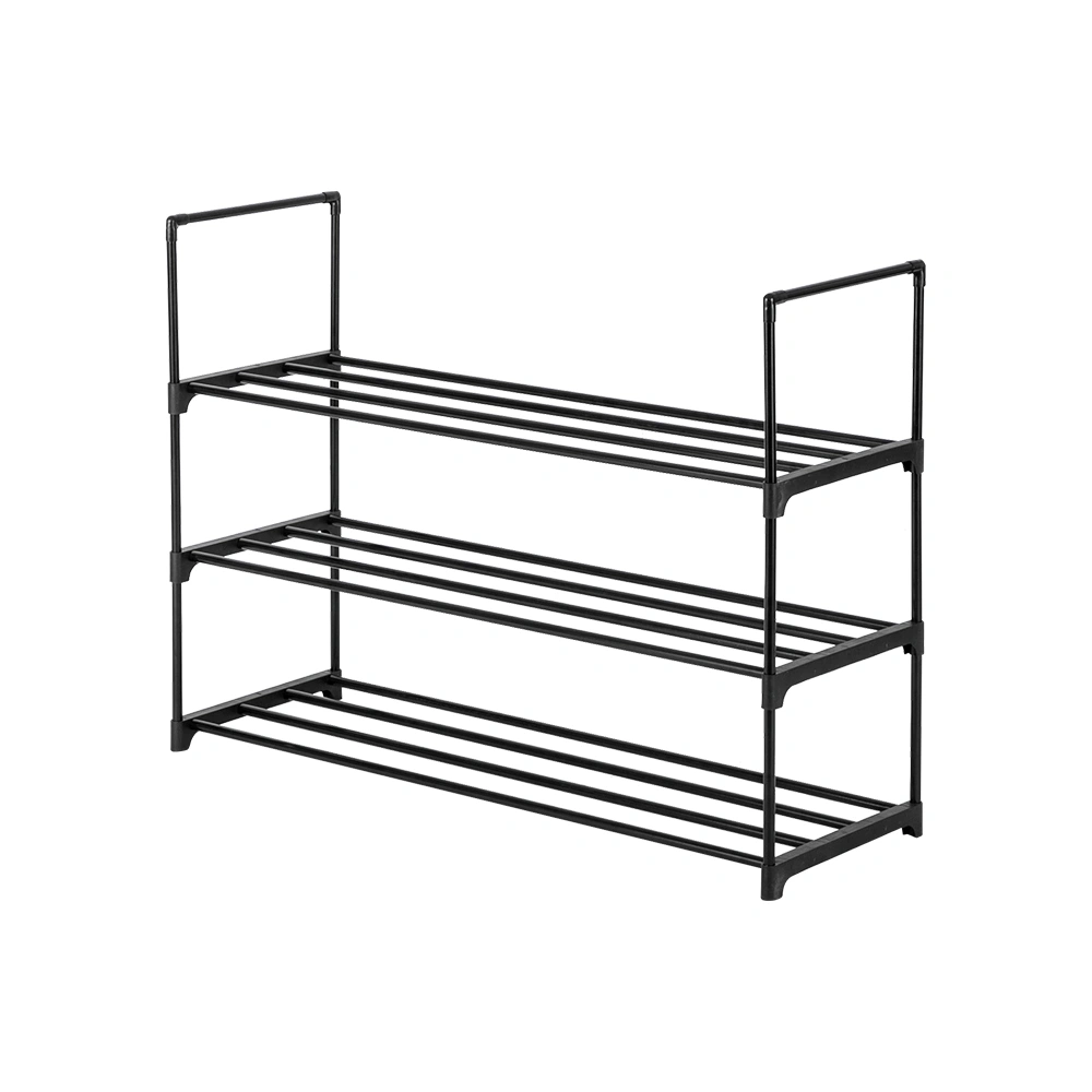 3-Tier Shoe Rack Tower - Black Storage Organizer Shelf for Bedroom, Entryway, Hallway & Closet view 3