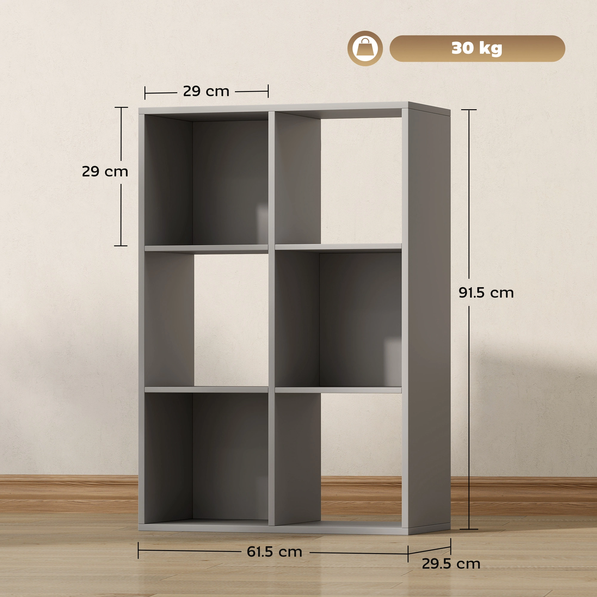 6-Tier Bookshelf Storage Cabinet - Large Capacity Book/Display Rack with Shelves, Open Organizer for Home, Office, Living Room, Bedroom, Entryway view 5