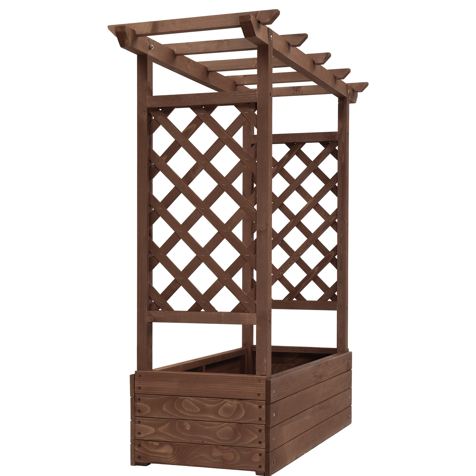 43.5*17.5*44.5 In Fir With Arched Lattice Raised Garden Bed Wooden Planting Frame Carbonized view 10