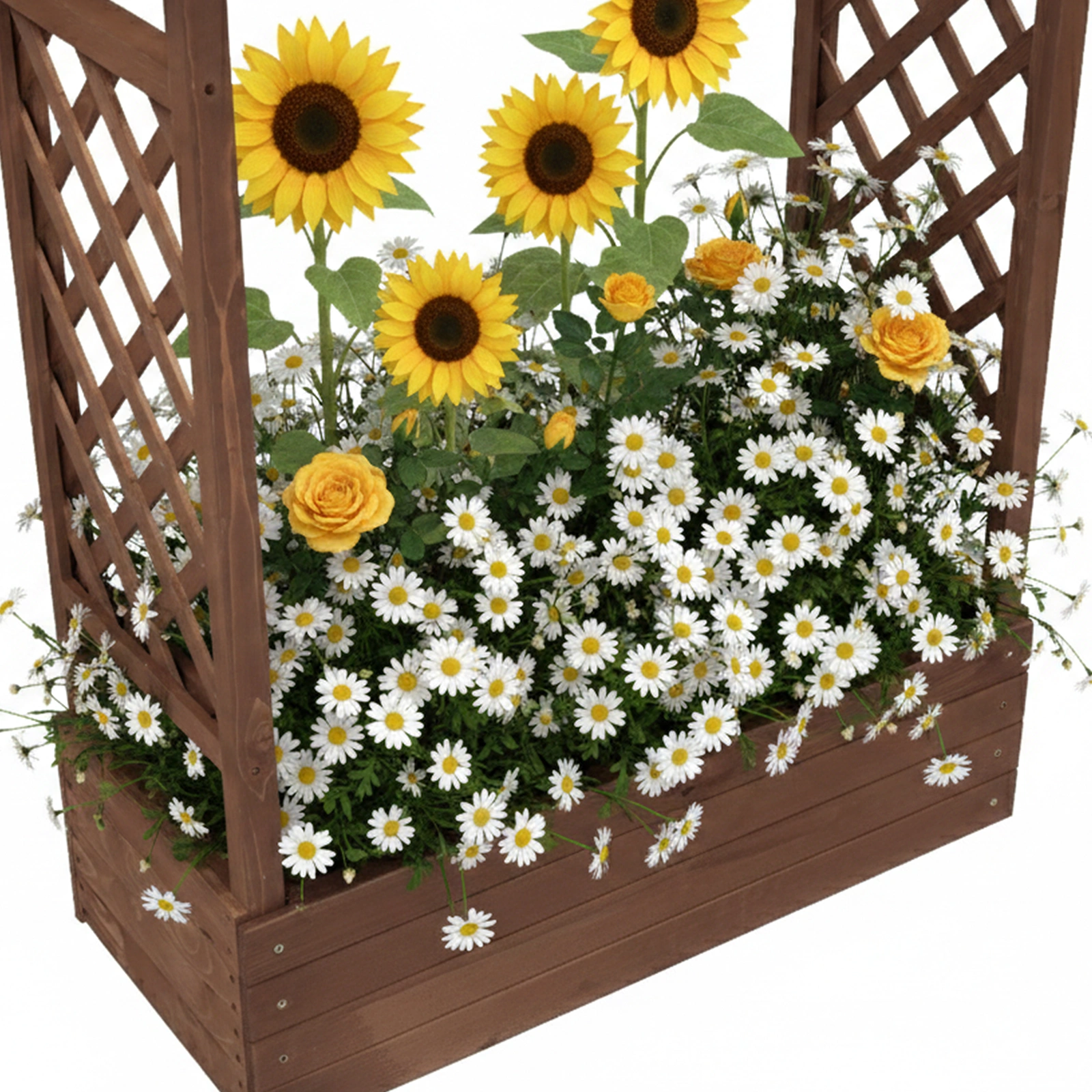 43.5*17.5*44.5 In Fir With Arched Lattice Raised Garden Bed Wooden Planting Frame Carbonized view 14