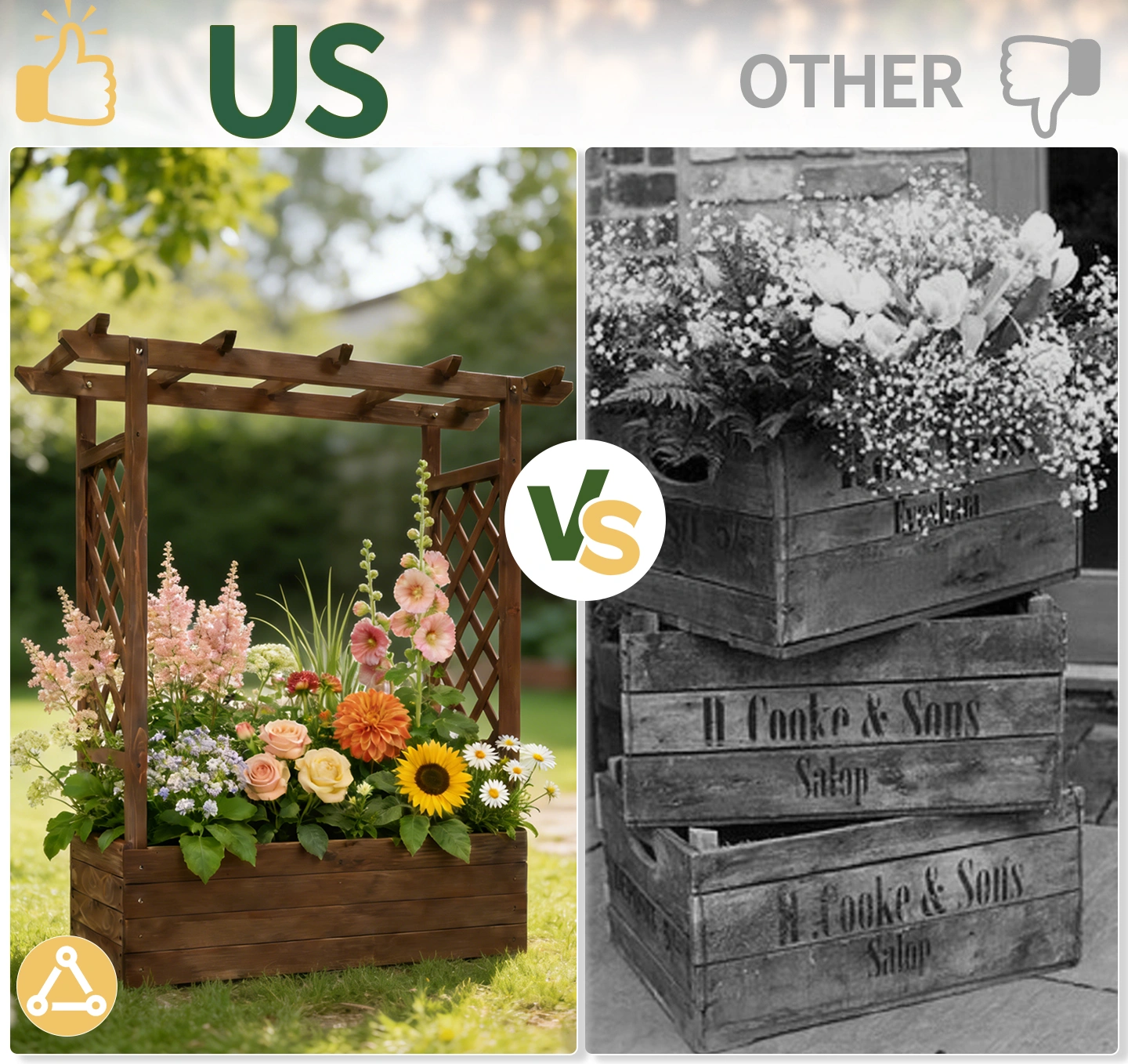 43.5*17.5*44.5 In Fir With Arched Lattice Raised Garden Bed Wooden Planting Frame Carbonized view 3