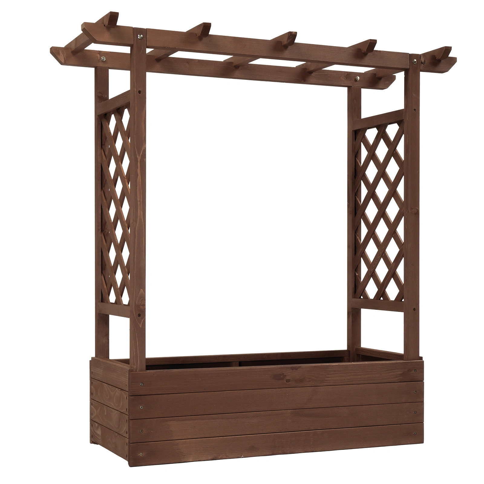43.5*17.5*44.5 In Fir With Arched Lattice Raised Garden Bed Wooden Planting Frame Carbonized view 6