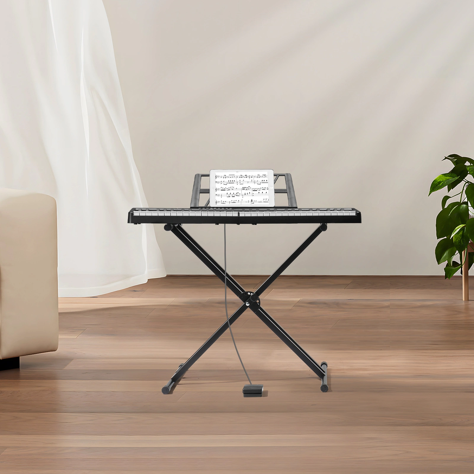 GEP-204 61Key Folding Piano Semi-Weighted Standard Keyboards Digital Piano with Bluetooth, Handbag,for Piano Lover Black color