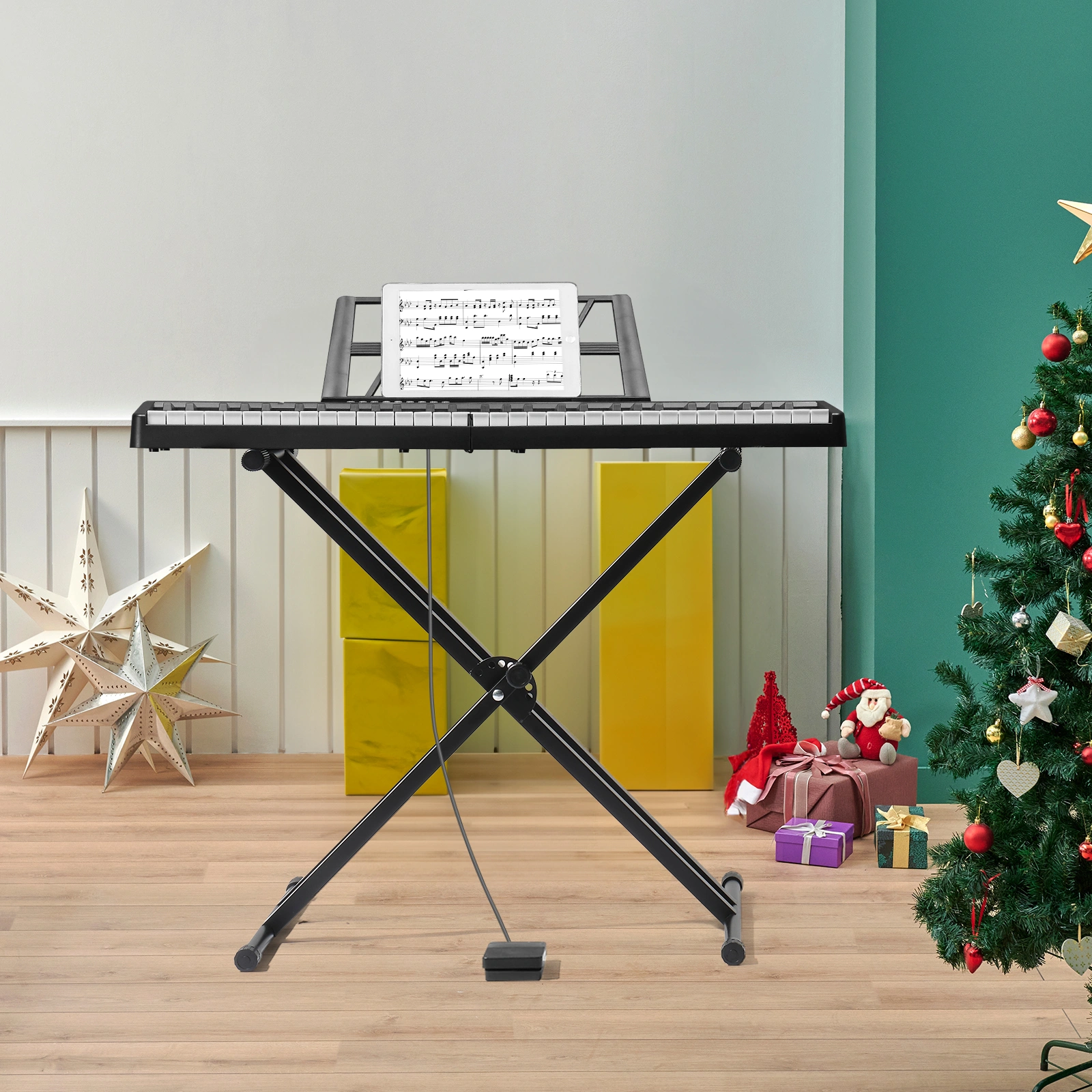 GEP-204 61Key Folding Piano Semi-Weighted Standard Keyboards Digital Piano with Bluetooth, Handbag,for Piano Lover Black color view 2