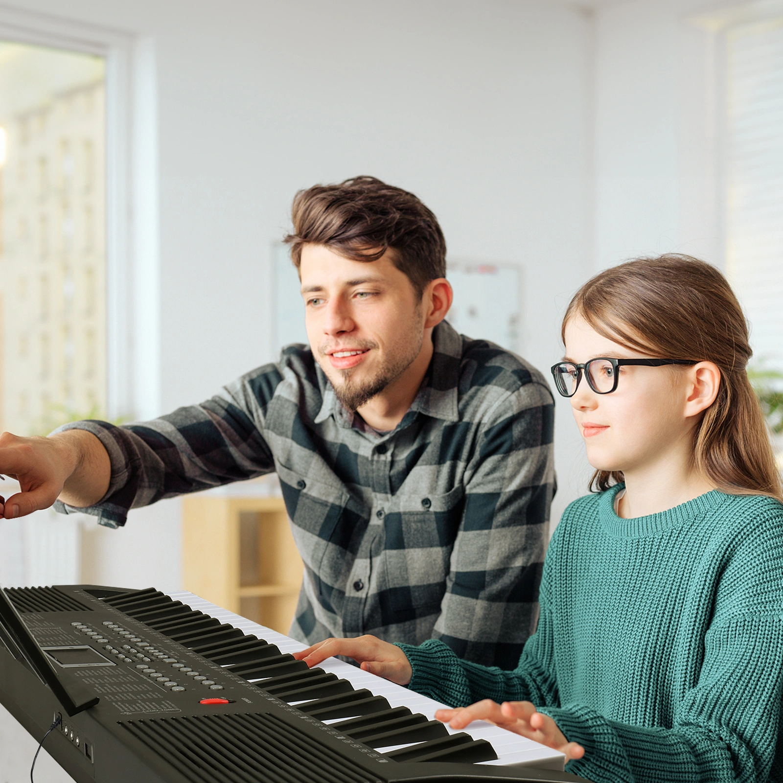 GEP-204 61Key Folding Piano Semi-Weighted Standard Keyboards Digital Piano with Bluetooth, Handbag,for Piano Lover Black color view 4