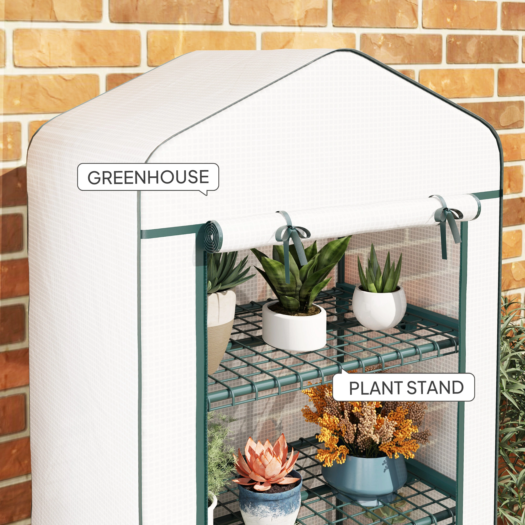 Portable Greenhouse Tunnel Outdoor Garden Cold Frame with Zipper Door Polythene Cover Plant Protection view 2