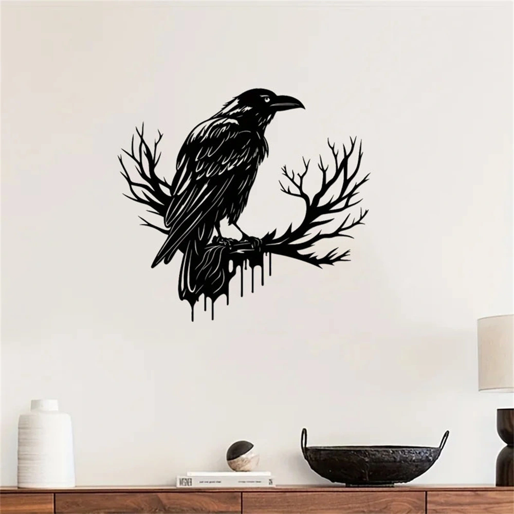 CIFbuy Gothic Black Metal Crow Wall Art Vintage Industrial Bird Silhouette Wall Decor TikTok, temu pick-up service view 3