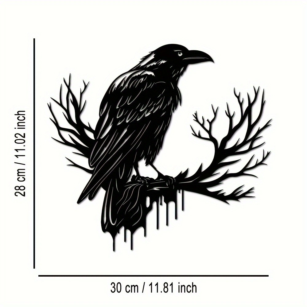 CIFbuy Gothic Black Metal Crow Wall Art Vintage Industrial Bird Silhouette Wall Decor TikTok, temu pick-up service view 4