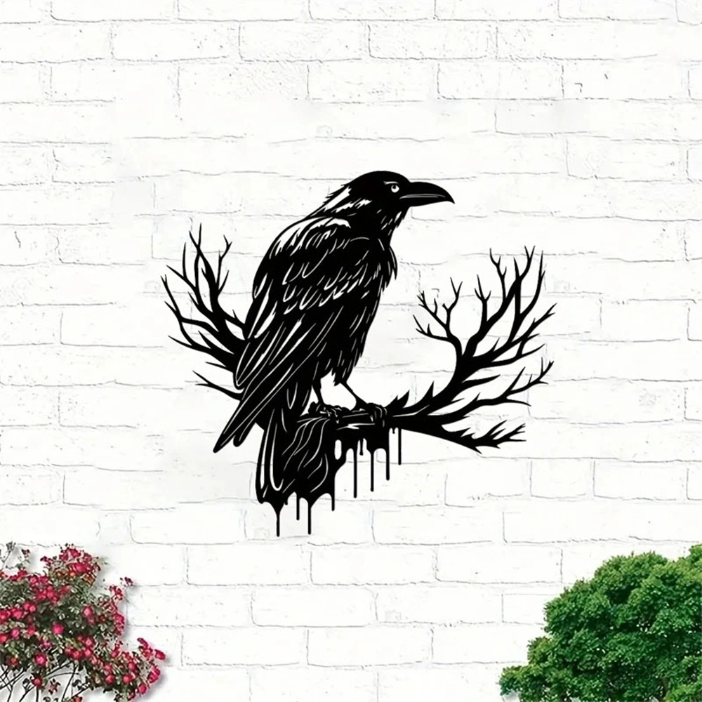 CIFbuy Gothic Black Metal Crow Wall Art Vintage Industrial Bird Silhouette Wall Decor TikTok, temu pick-up service view 7