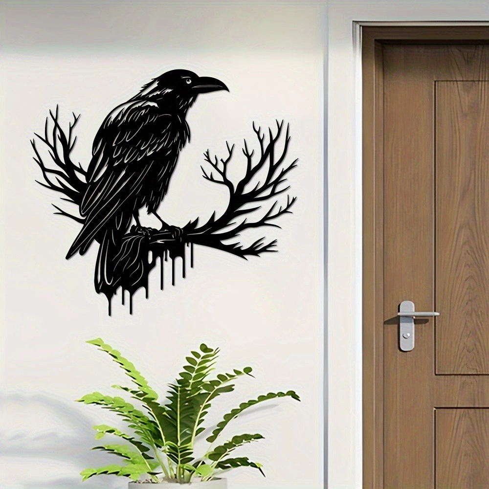 CIFbuy Gothic Black Metal Crow Wall Art Vintage Industrial Bird Silhouette Wall Decor TikTok, temu pick-up service view 8