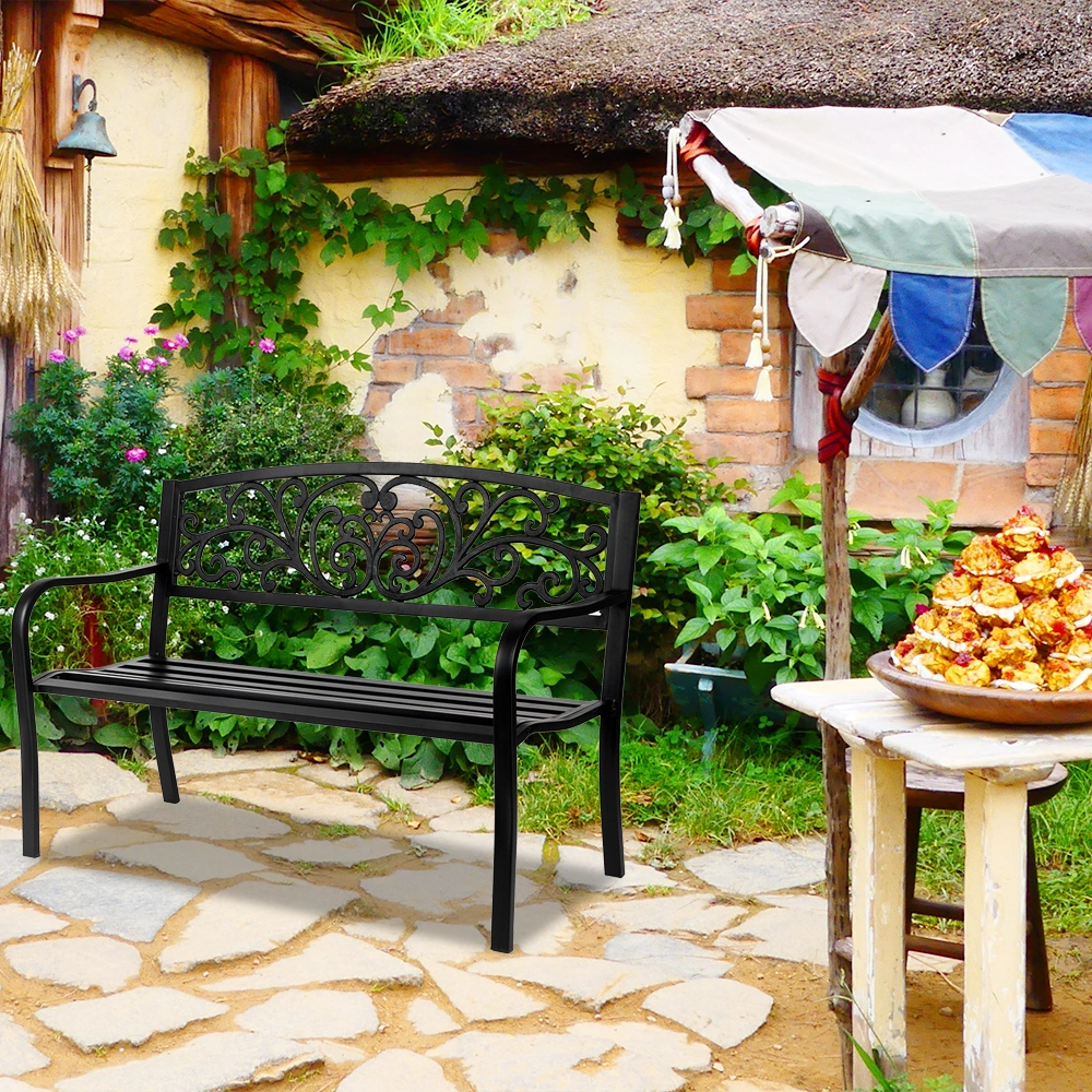 50" Iron Outdoor Courtyard Decoration Park Leisure Bench view 4
