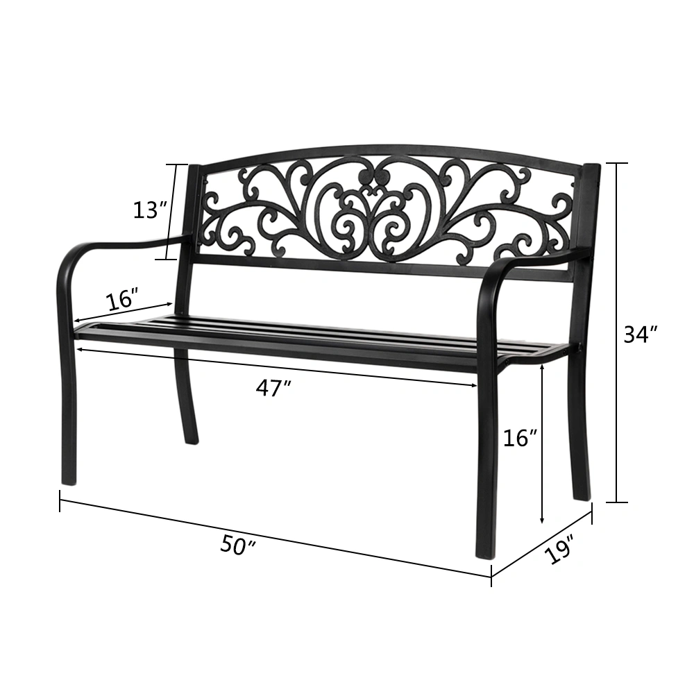 50" Iron Outdoor Courtyard Decoration Park Leisure Bench view 5