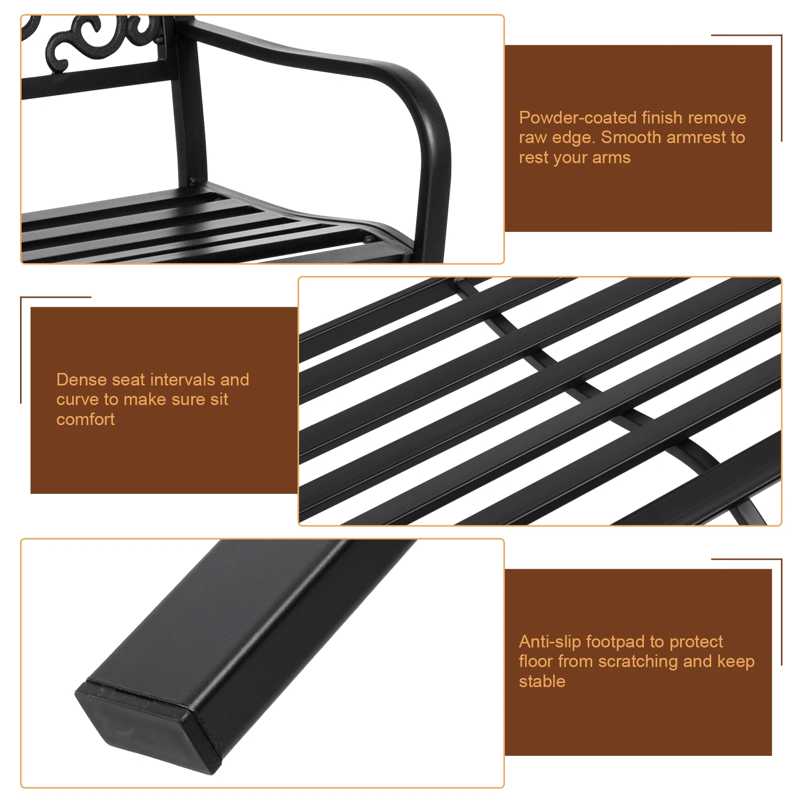50" Iron Outdoor Courtyard Decoration Park Leisure Bench view 8