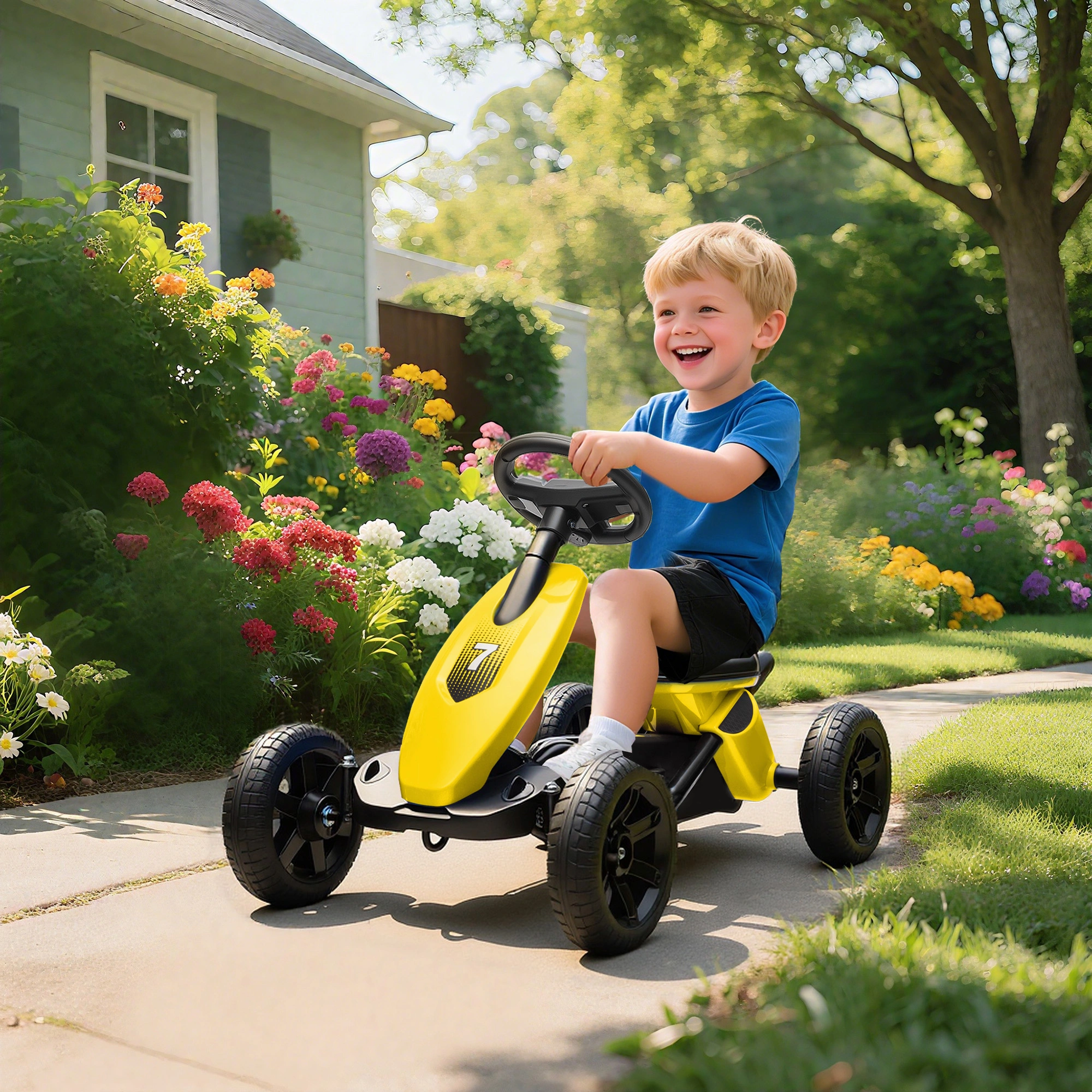 Kids Electric Ride On Car with Remote Control, 6V Rechargeable Battery Powered Vehicle, 2-Seater with Music & Lights for Ages 2-5