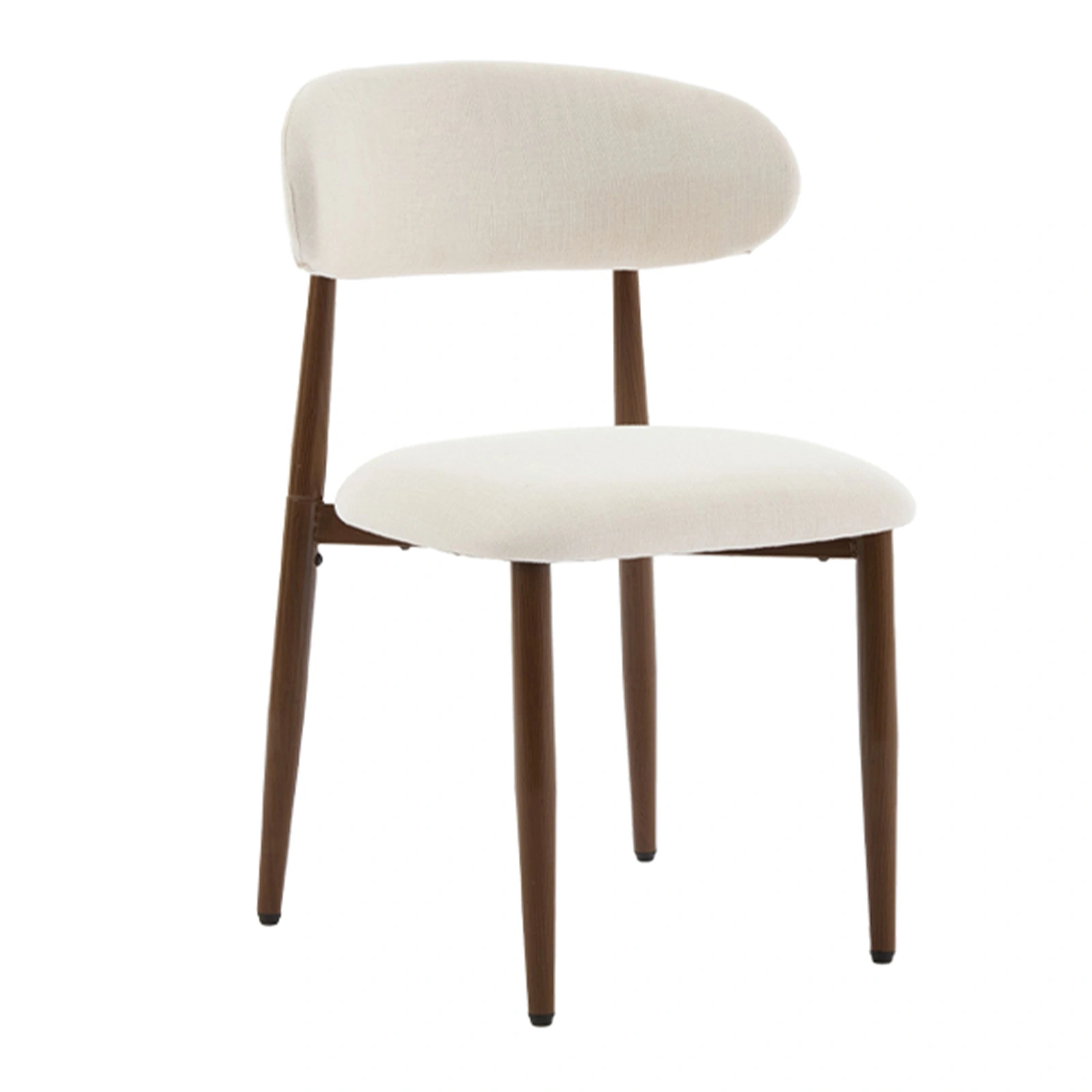 Set of 2 Beige Dining Chairs, Modern Metal Kitchen Chairs with Fabric Upholstered Seat, Contemporary Dining Room Chairs view 2