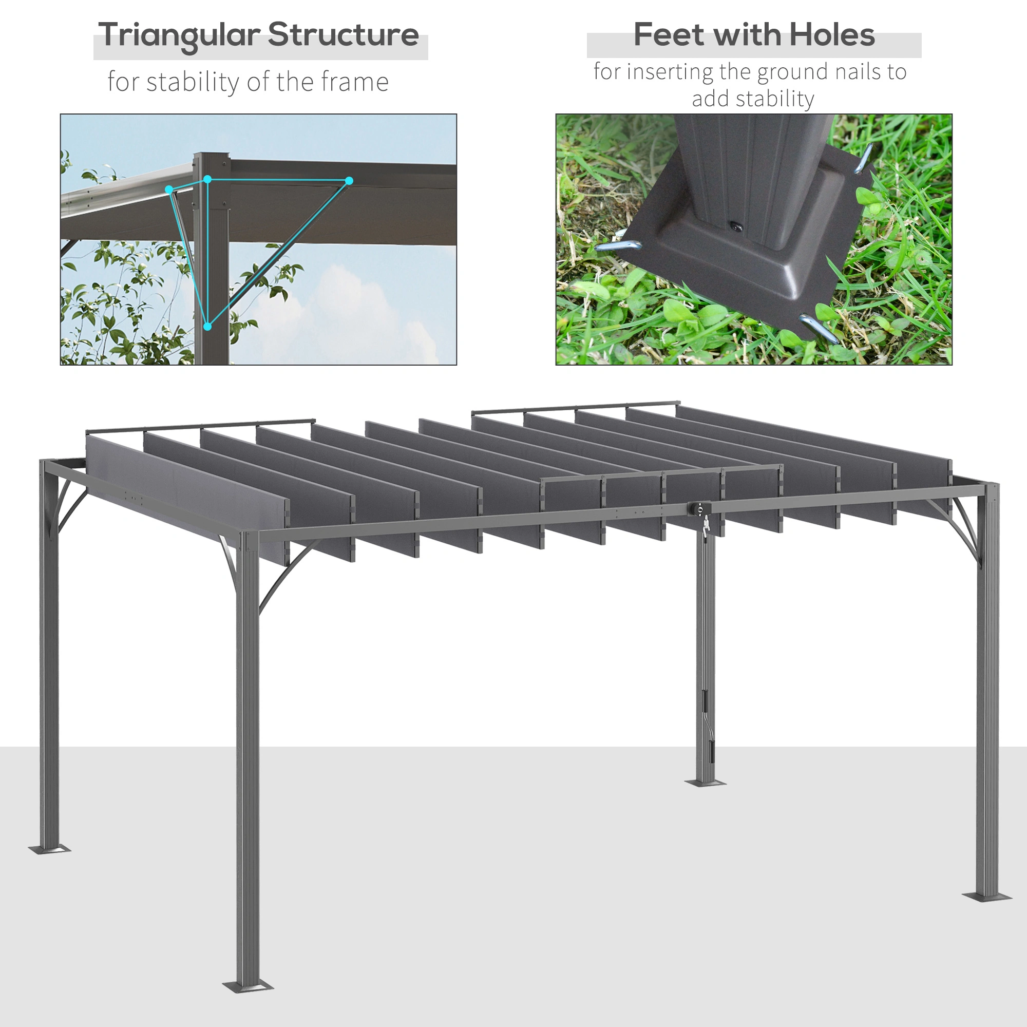 Outdoor Gazebo Pergola 10x10ft Metal Canopy Tent with Curved Roof for Garden Patio Backyard