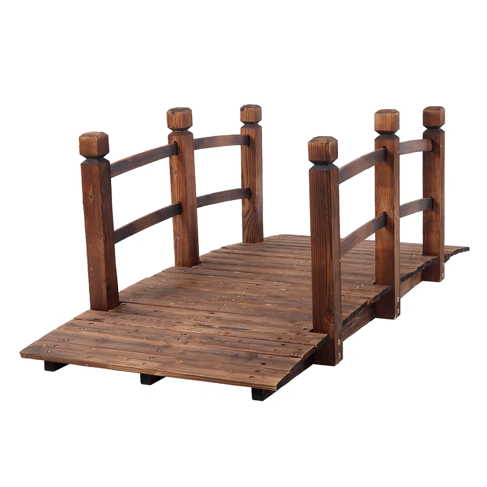 Arch Bridge Small Wooden Bridge Courtyard Outdoor Anticorrosive Wood Landscape Bridge Carbonization Color view 11