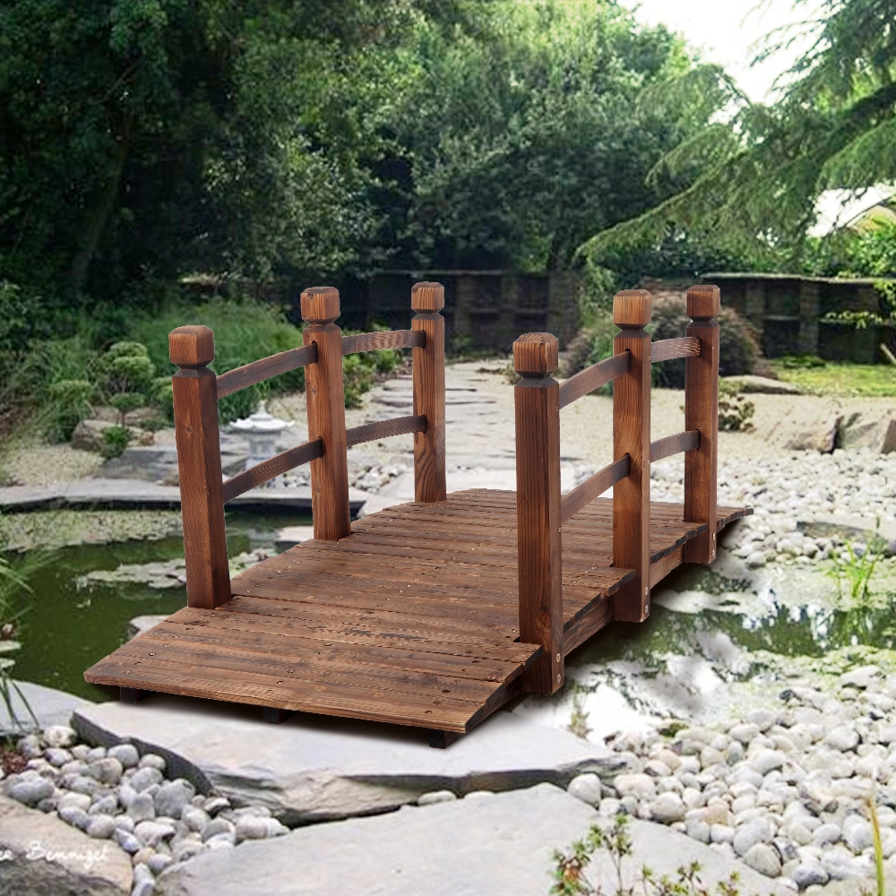 Arch Bridge Small Wooden Bridge Courtyard Outdoor Anticorrosive Wood Landscape Bridge Carbonization Color view 17
