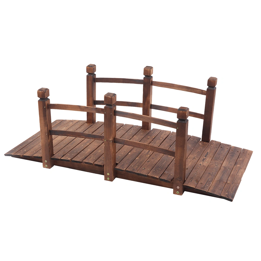 Arch Bridge Small Wooden Bridge Courtyard Outdoor Anticorrosive Wood Landscape Bridge Carbonization Color view 19