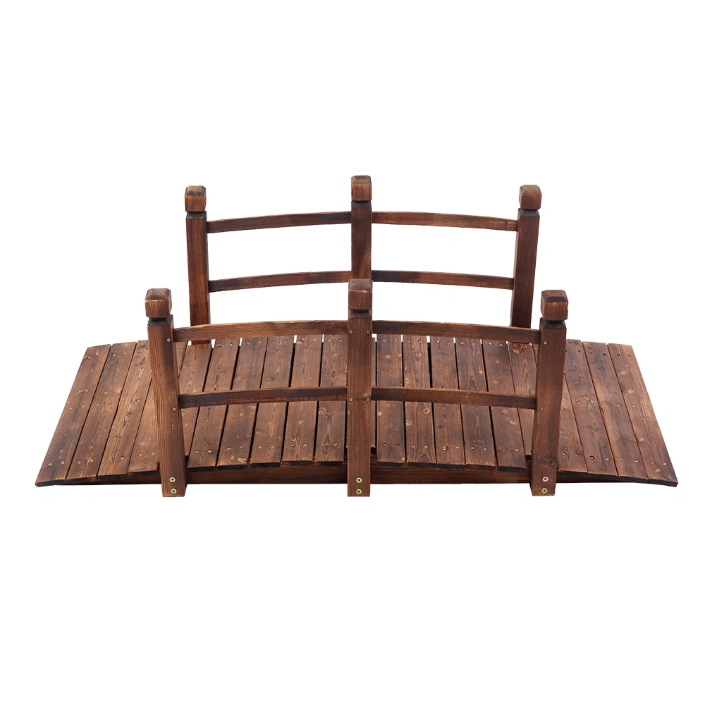 Arch Bridge Small Wooden Bridge Courtyard Outdoor Anticorrosive Wood Landscape Bridge Carbonization Color view 6