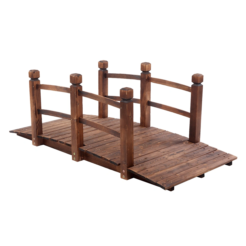 Arch Bridge Small Wooden Bridge Courtyard Outdoor Anticorrosive Wood Landscape Bridge Carbonization Color view 7