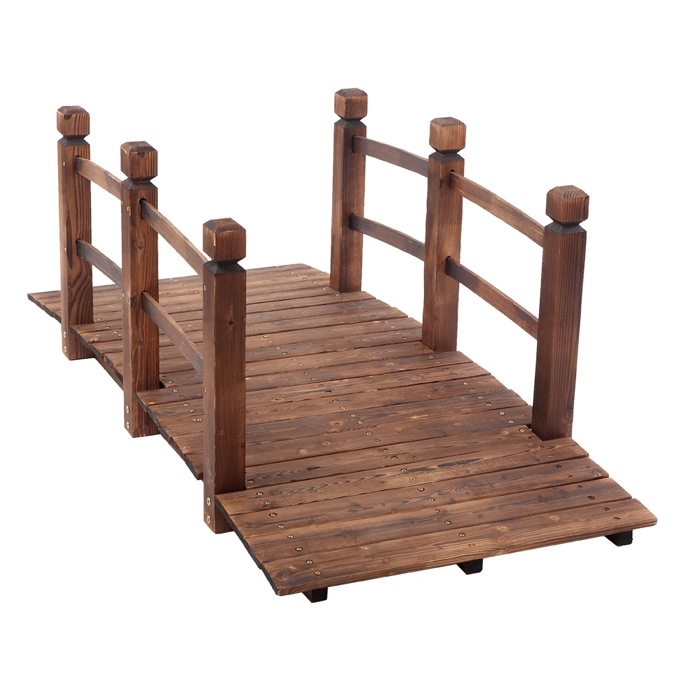 Arch Bridge Small Wooden Bridge Courtyard Outdoor Anticorrosive Wood Landscape Bridge Carbonization Color view 9