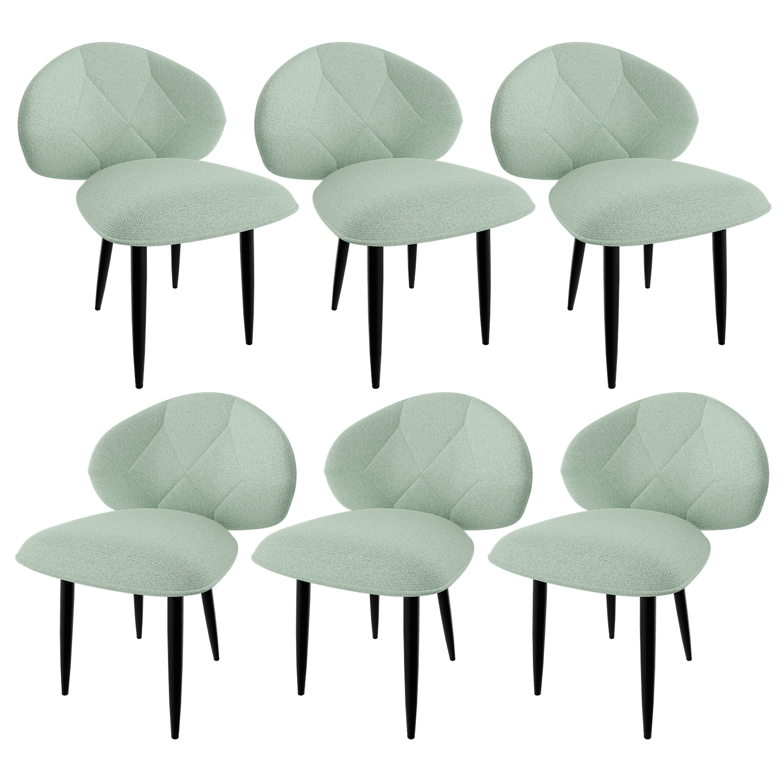 6er Set Gepolsterte Esszimmerstühle Modern Bequeme Verbreiterte Rückenlehne Küchenstühle Metallfüße