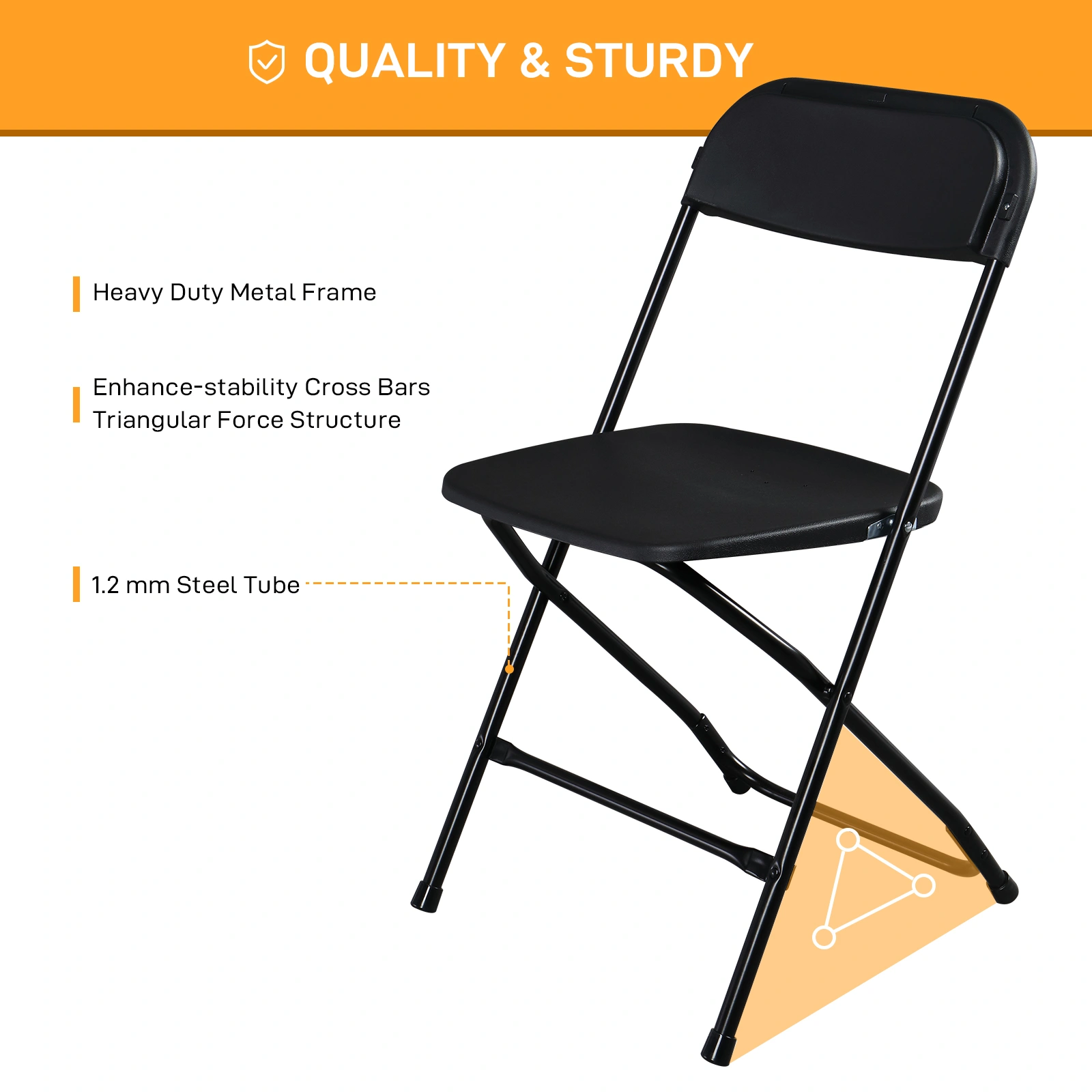 10pcs Injection Molding Classic Garden Plastic Folding Chair Black view 12