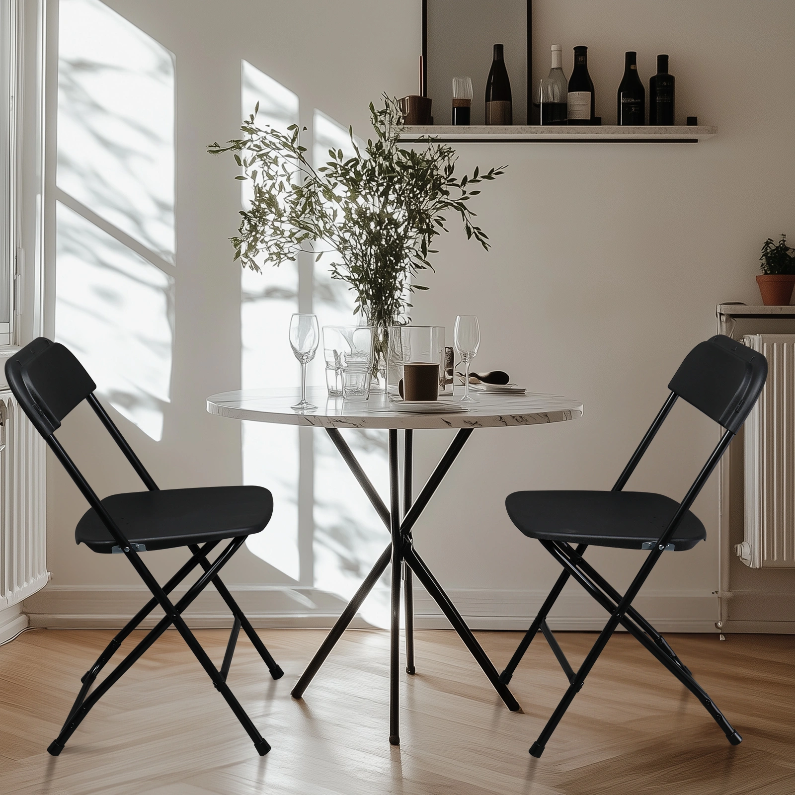 10pcs Injection Molding Classic Garden Plastic Folding Chair Black view 2