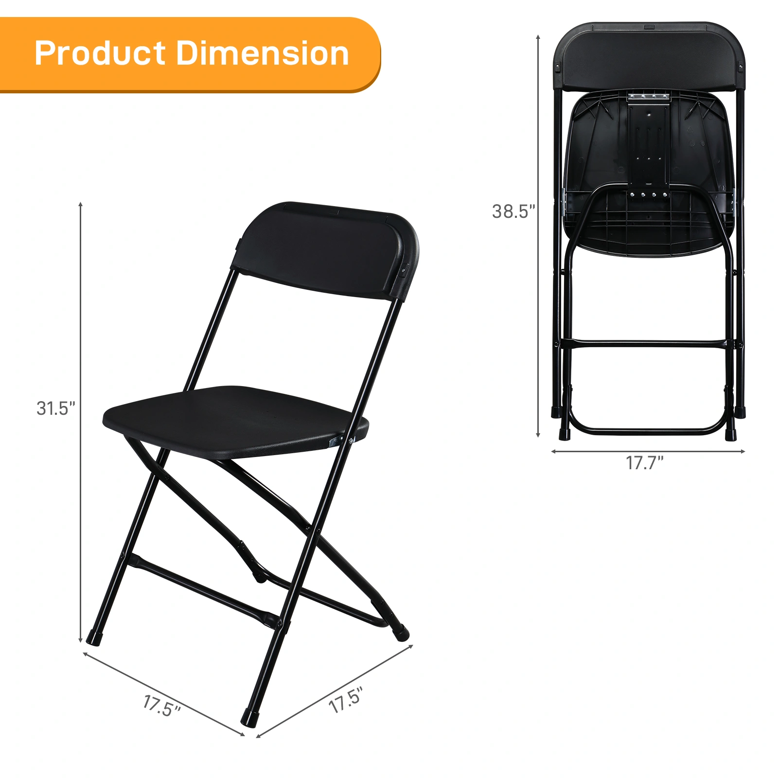 10pcs Injection Molding Classic Garden Plastic Folding Chair Black view 9