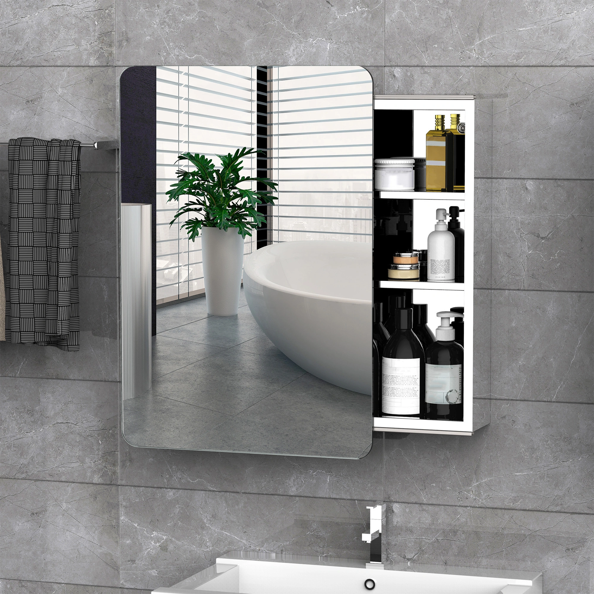 Modern Bathroom Vanity Cabinet, Wall-Mounted Storage Organizer with Soft-Close Doors, White, Under-Sink Kitchen & Bath Medicine Cabinet