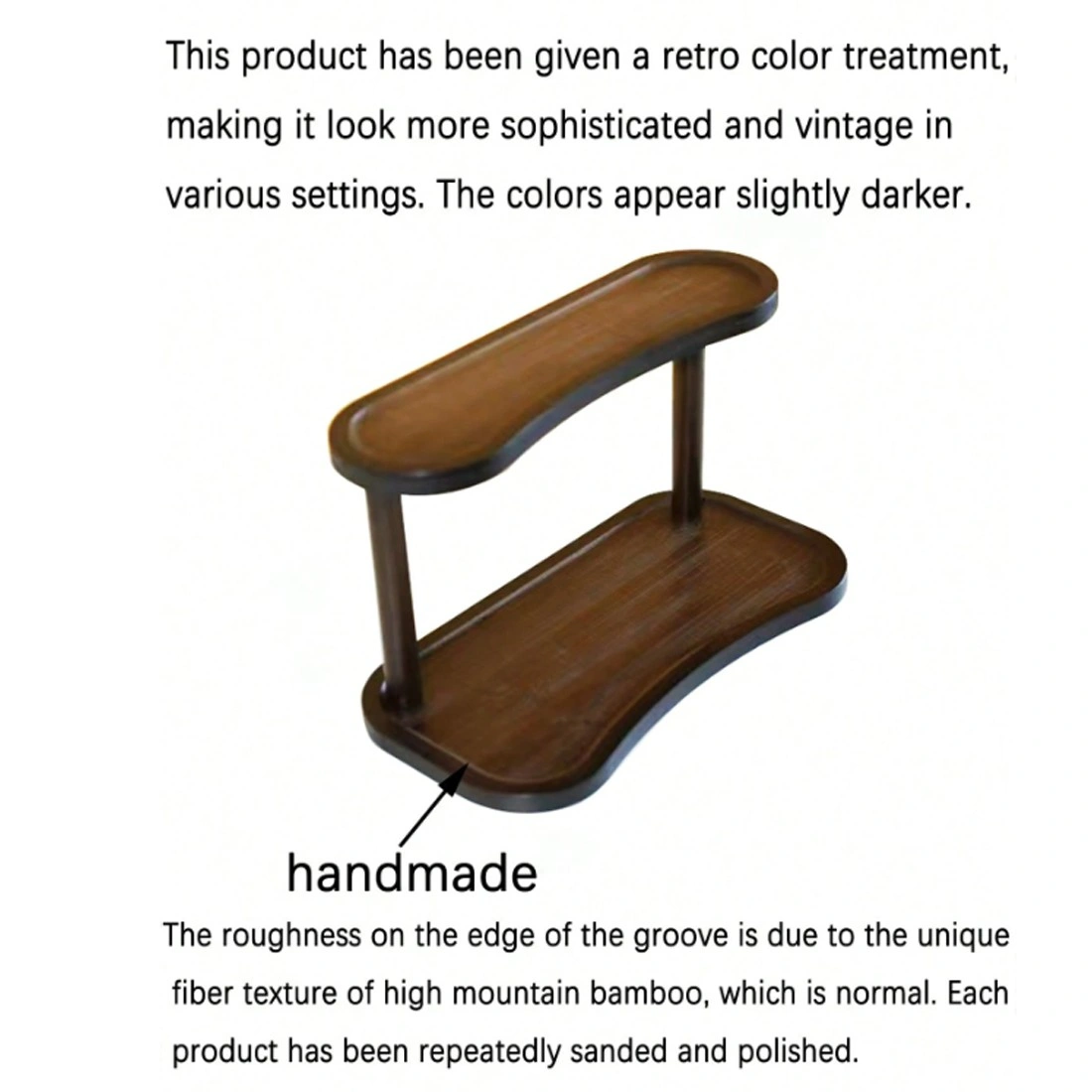 2 Tier Bamboo Desktop Organizer Stand - Multifunctional Storage Shelf for Kitchen, Desk & Office Organization view 3